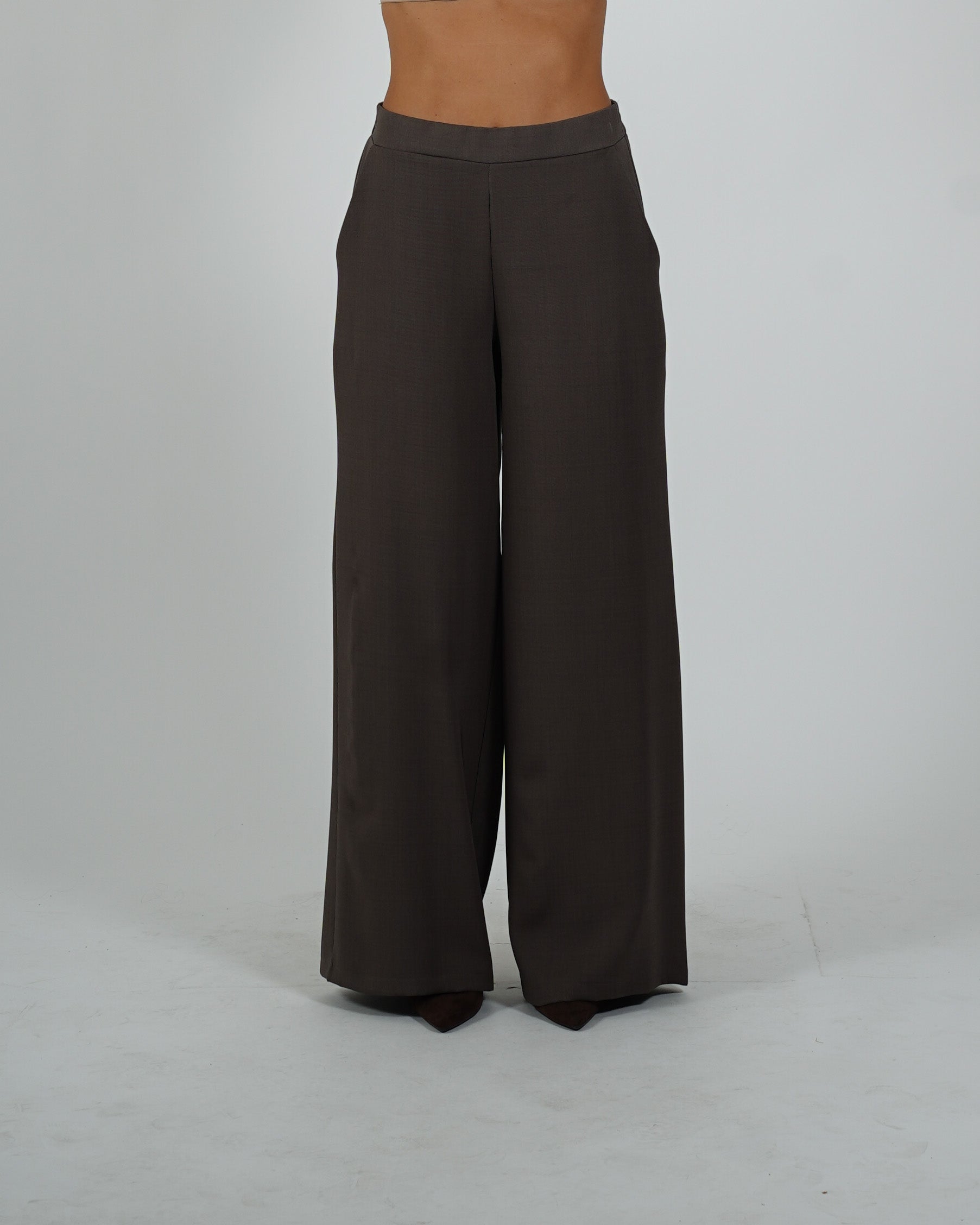 Pantaloni con baschina e gamba larga - Concetta