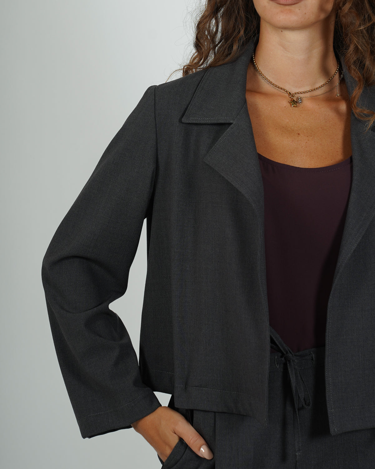 Giacca cropped in frescolana - Blandina