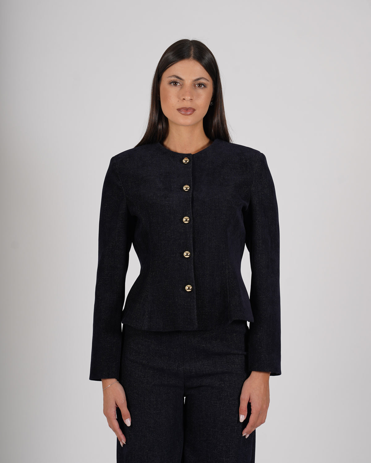 Giacca monopetto con peplum in mano velluto liscio - Leopolda