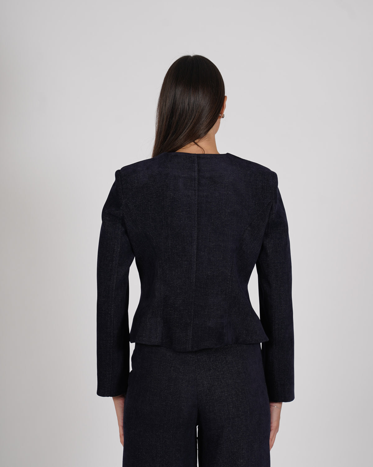 Giacca monopetto con peplum in mano velluto liscio - Leopolda