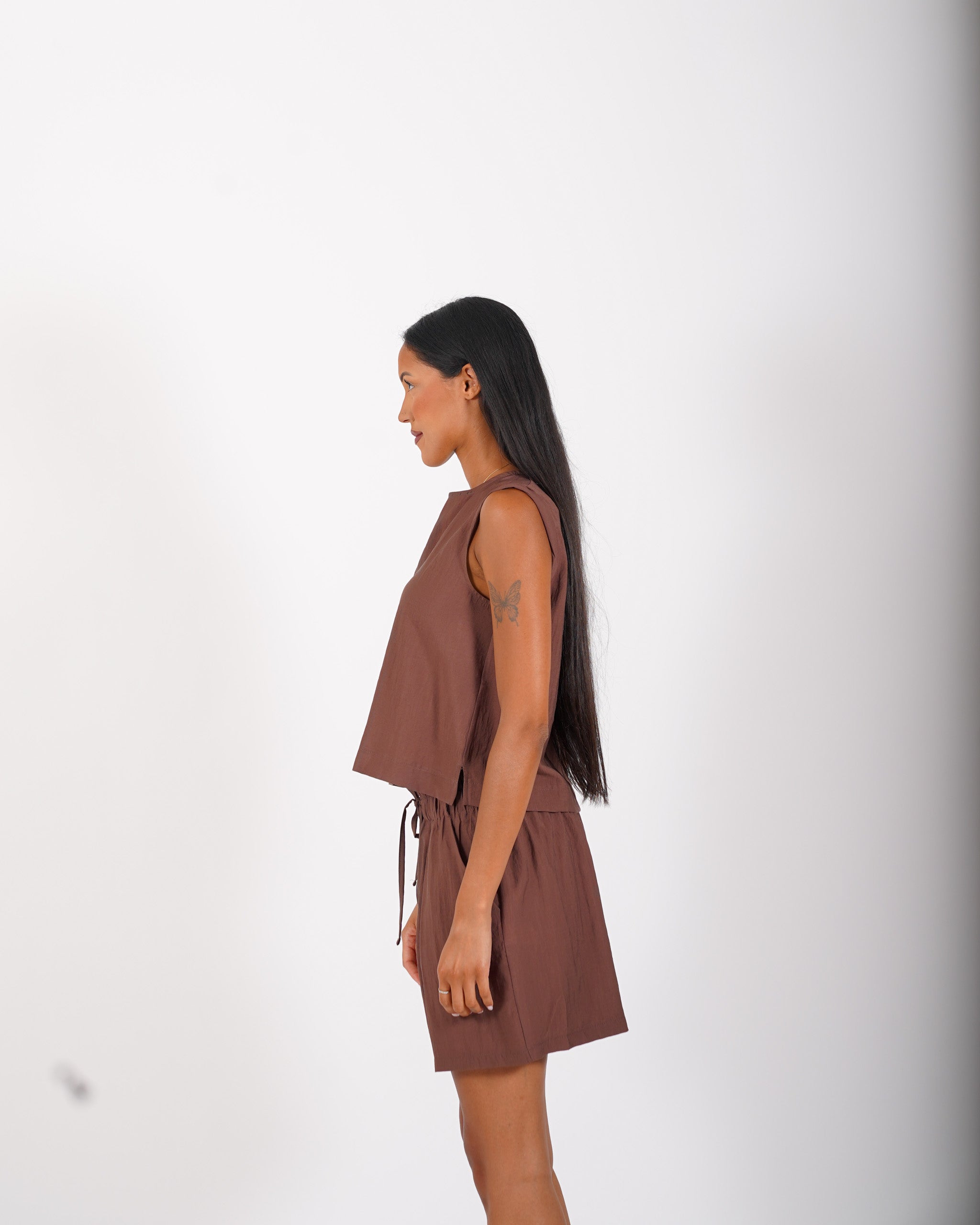 Blusa cropped in tessuto stropicciato - Lindsay