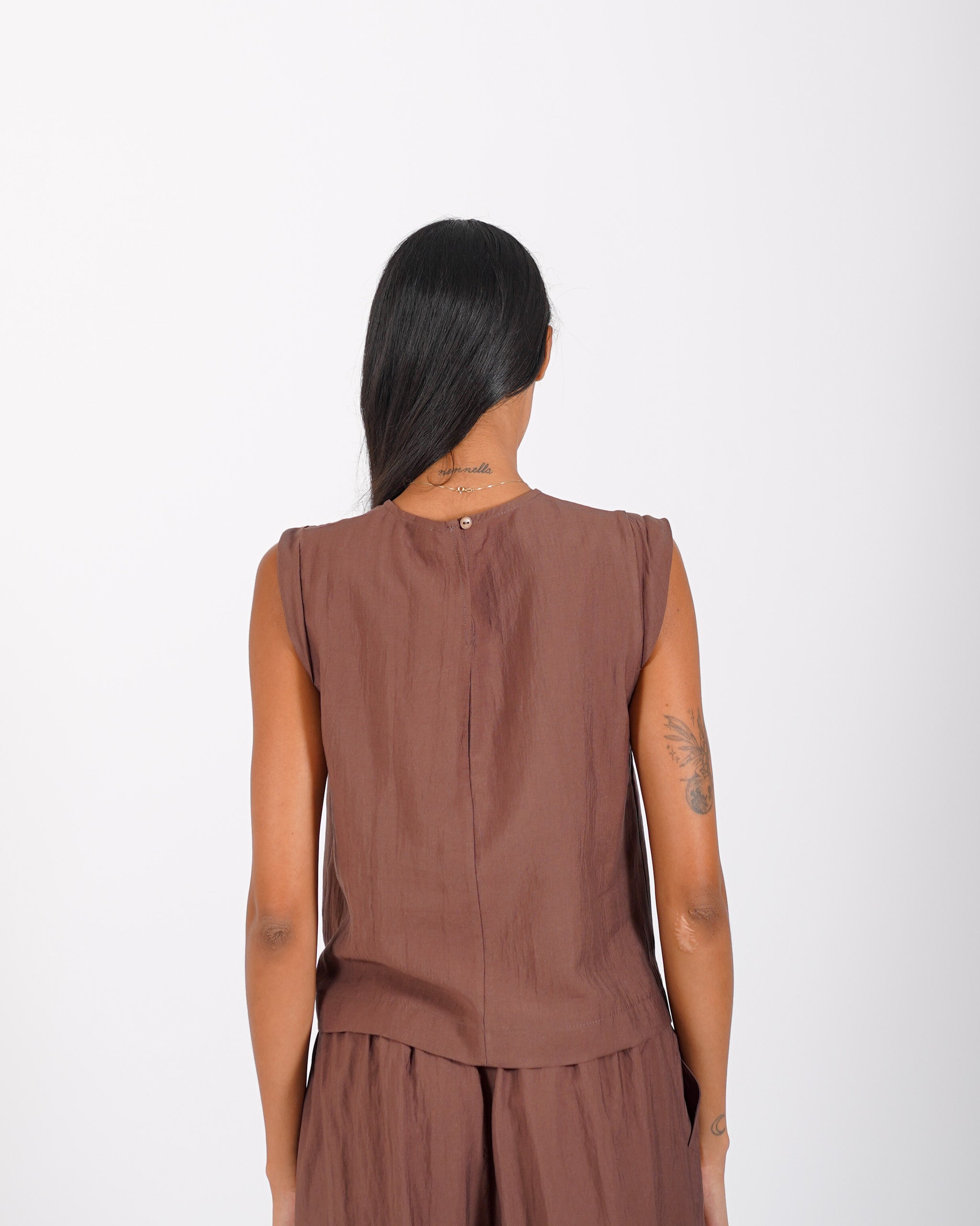 Blusa cropped in tessuto stropicciato - Lindsay