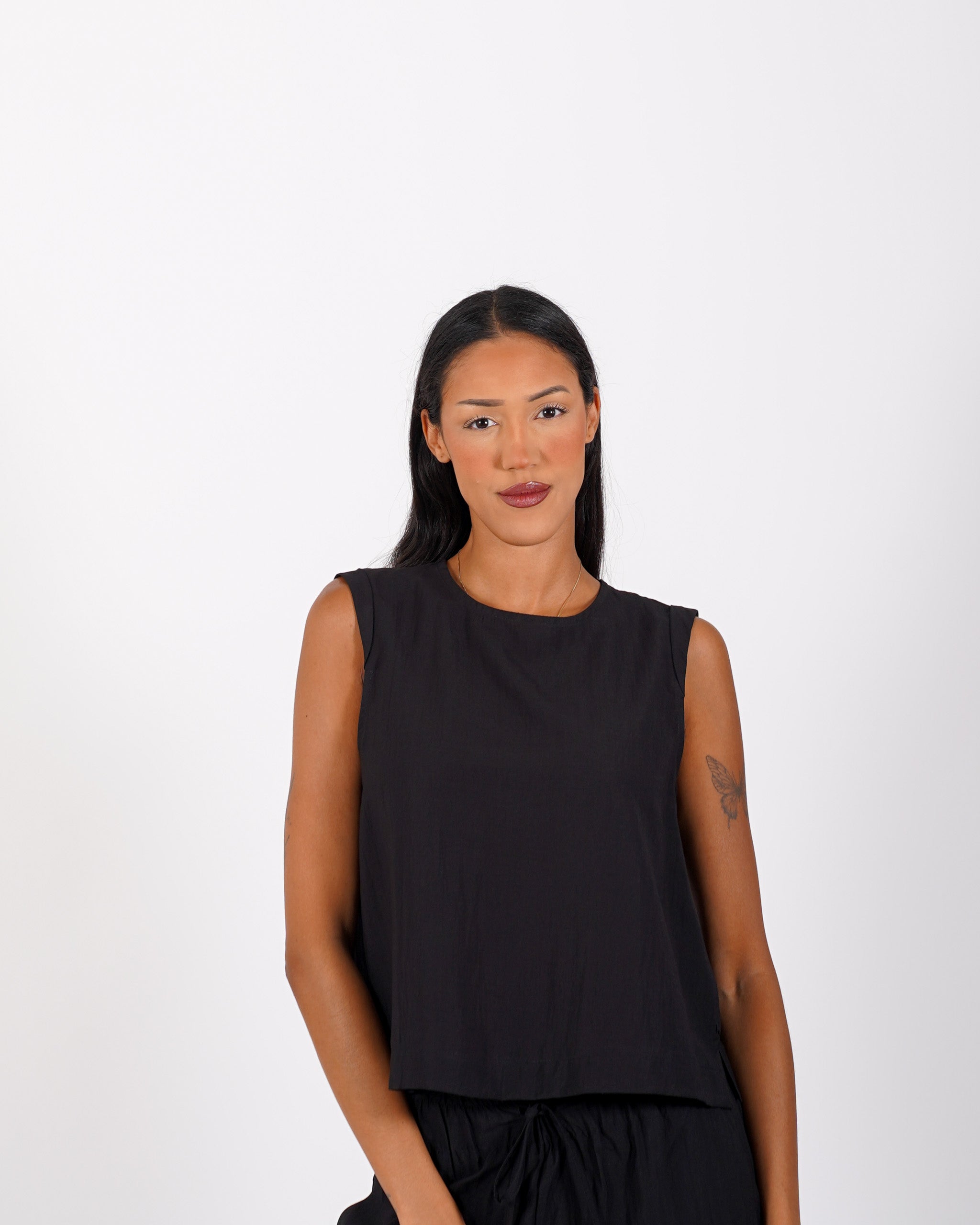 Blusa cropped in tessuto stropicciato - Lindsay