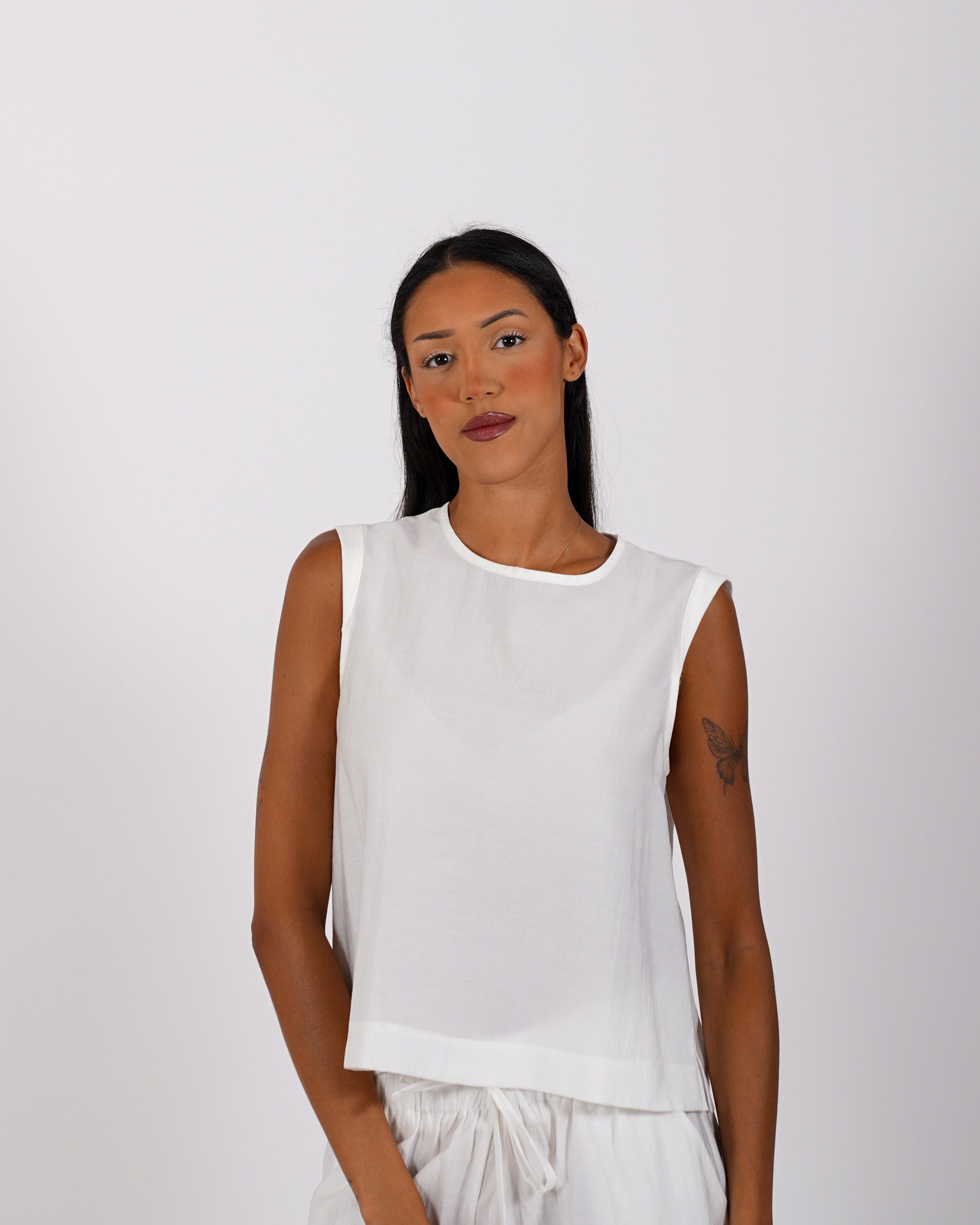 Blusa cropped in tessuto stropicciato - Lindsay