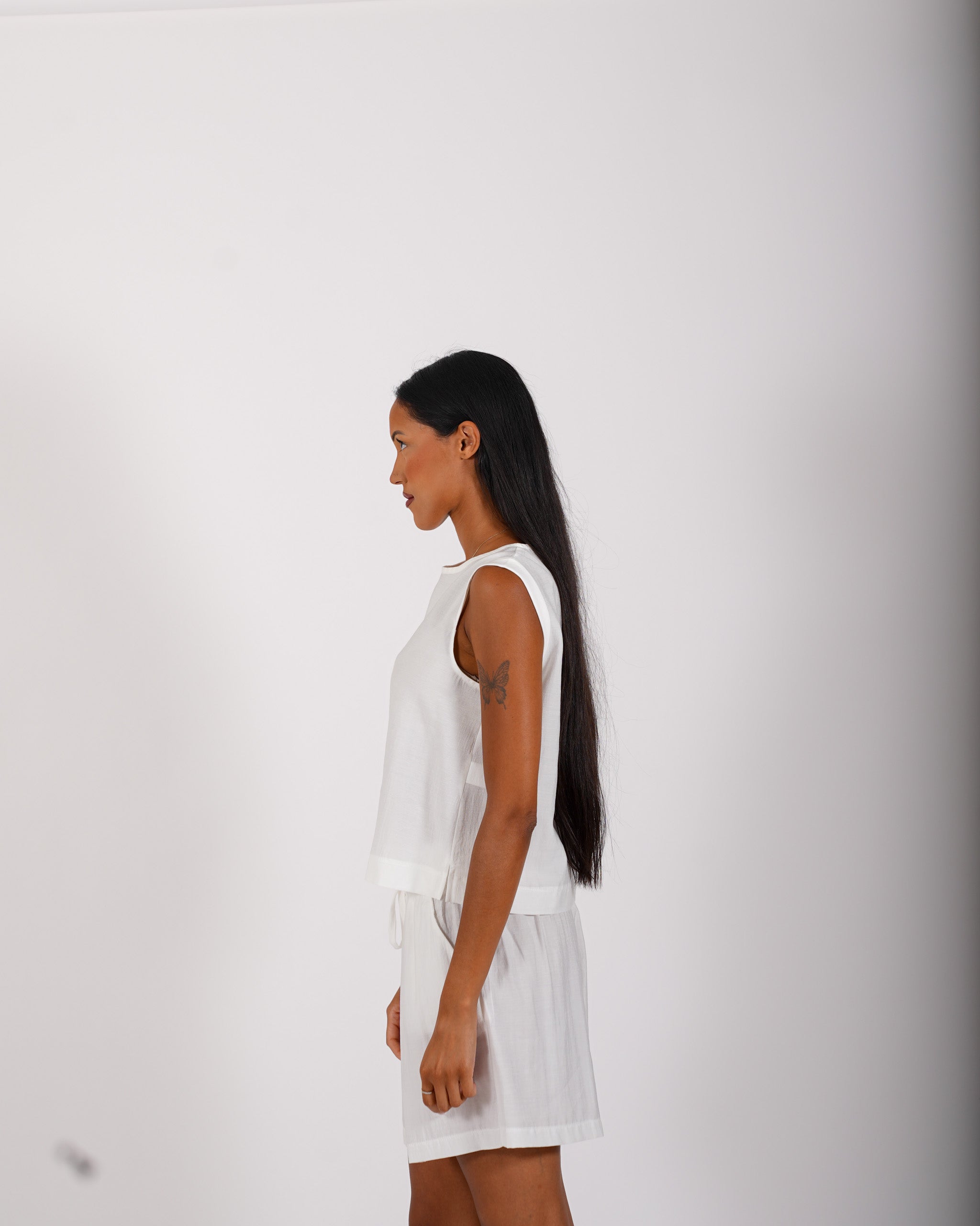Blusa cropped in tessuto stropicciato - Lindsay