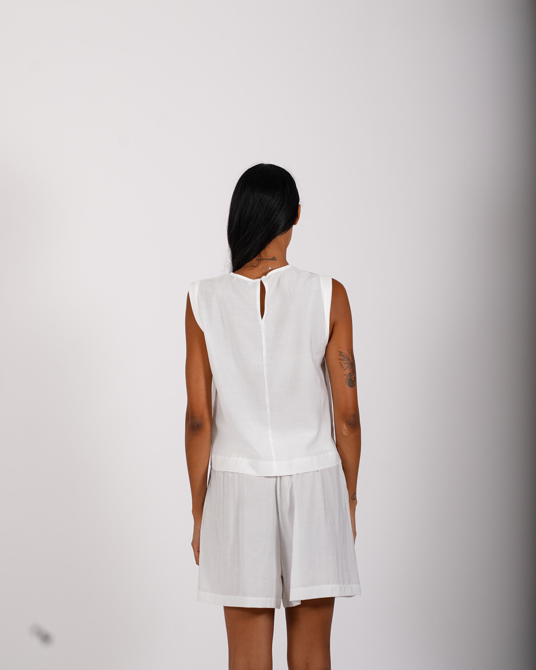 Blusa cropped in tessuto stropicciato - Lindsay