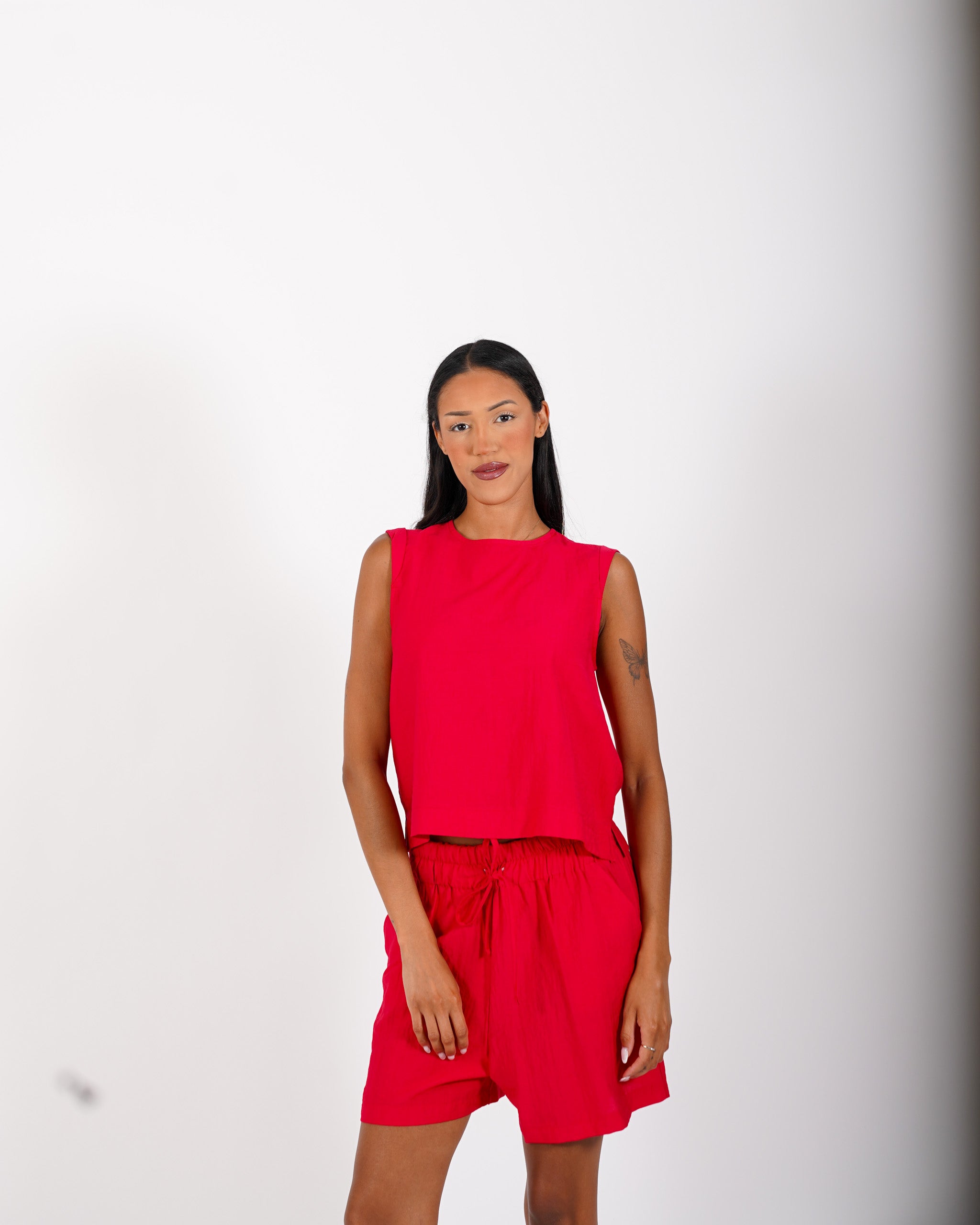 Blusa cropped in tessuto stropicciato - Lindsay