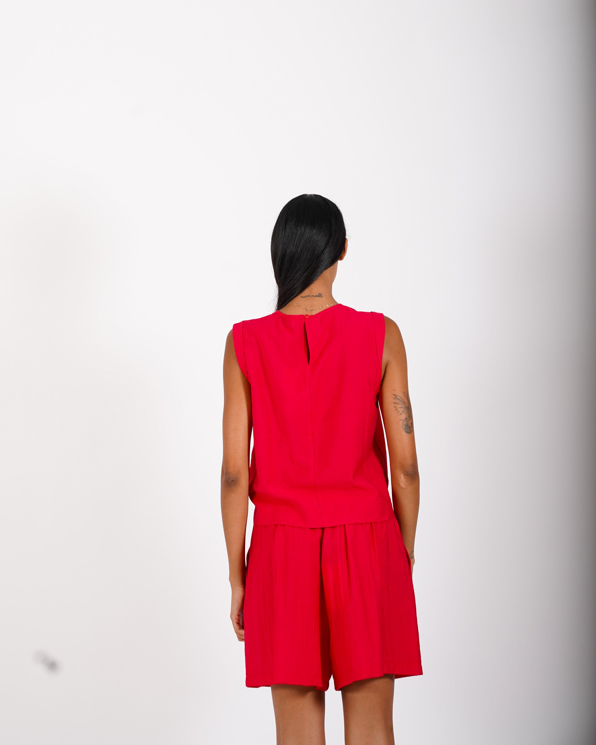 Blusa cropped in tessuto stropicciato - Lindsay