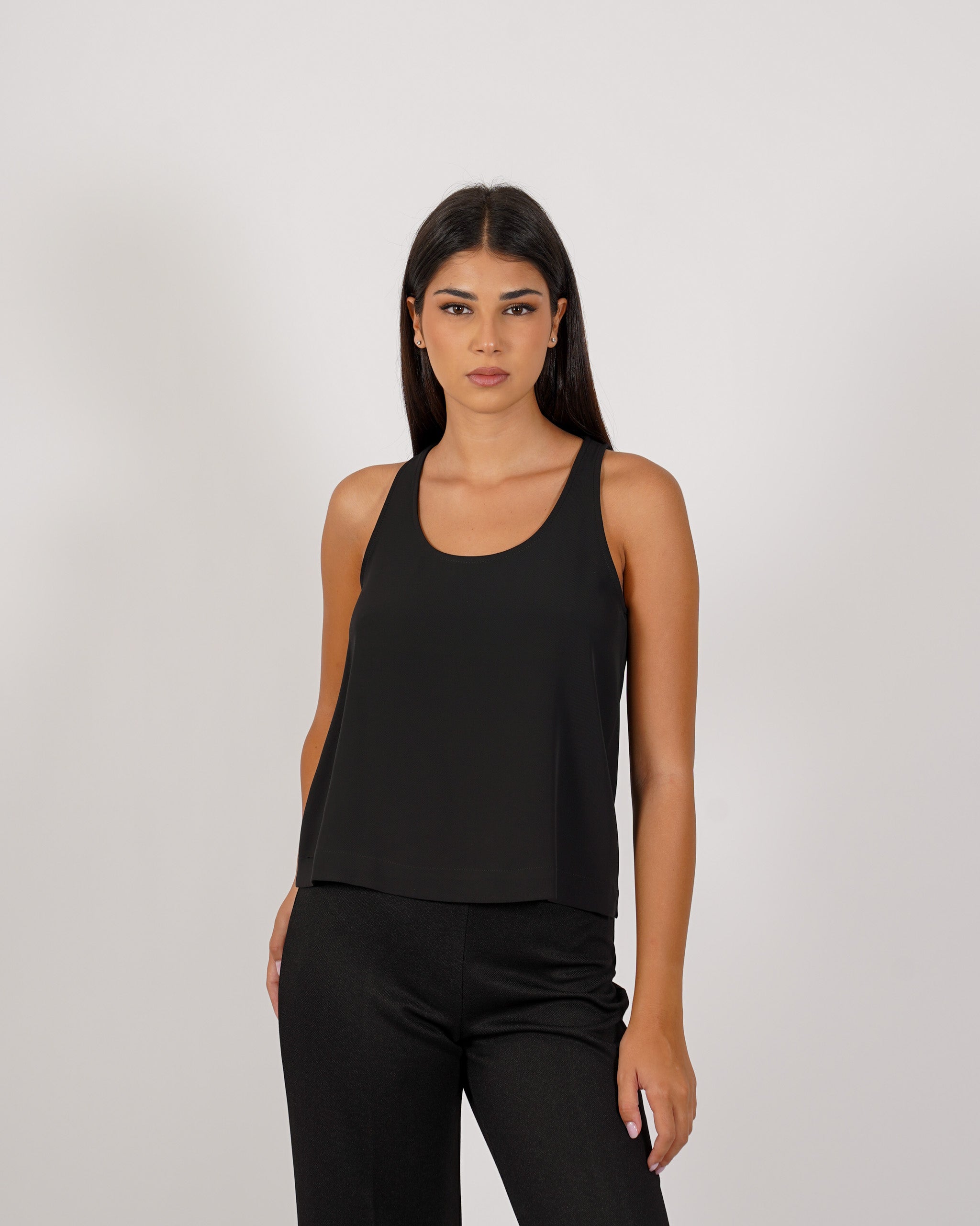 Canotta slim fit in mano crepe - Gerbera