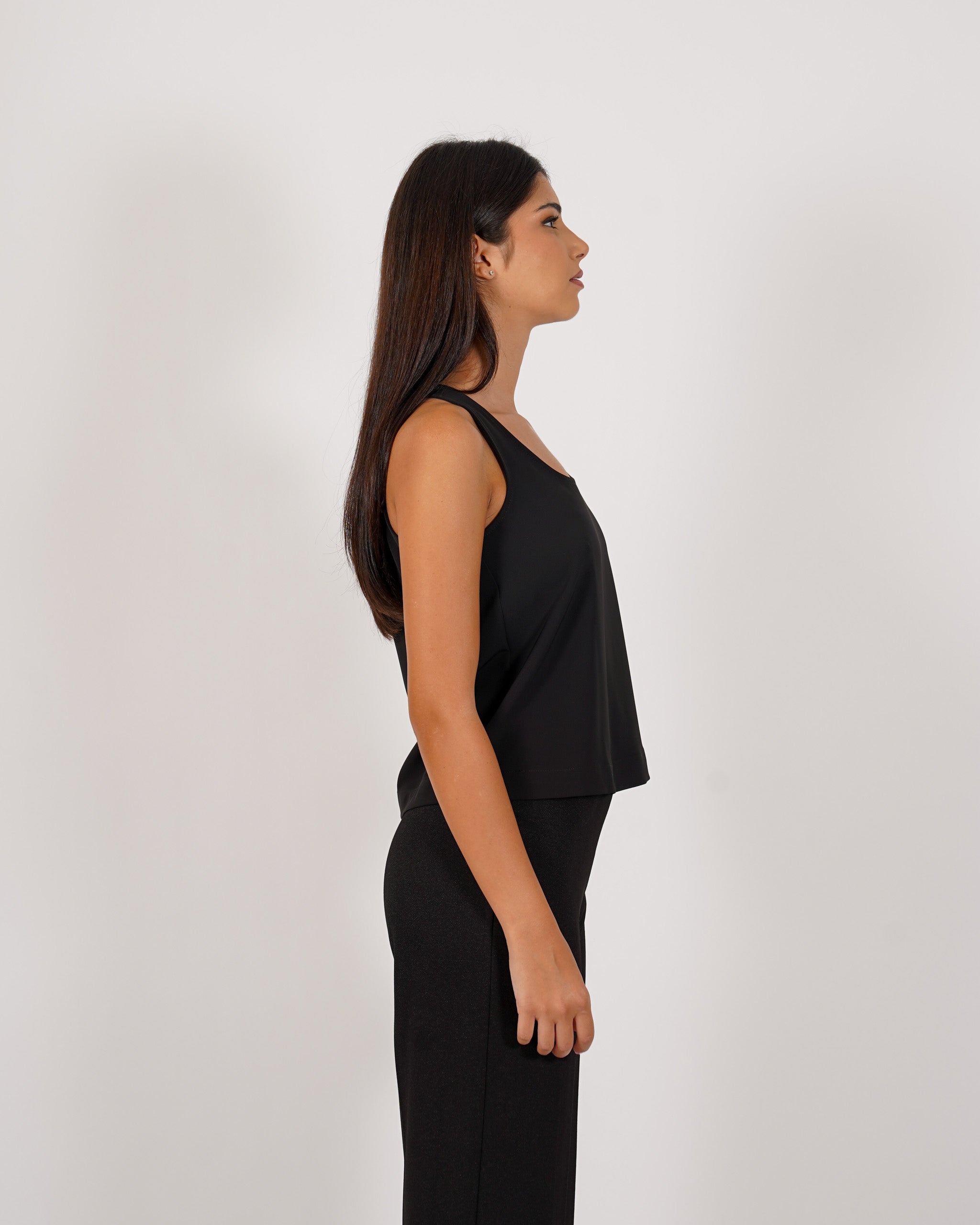Canotta slim fit in mano crepe - Gerbera