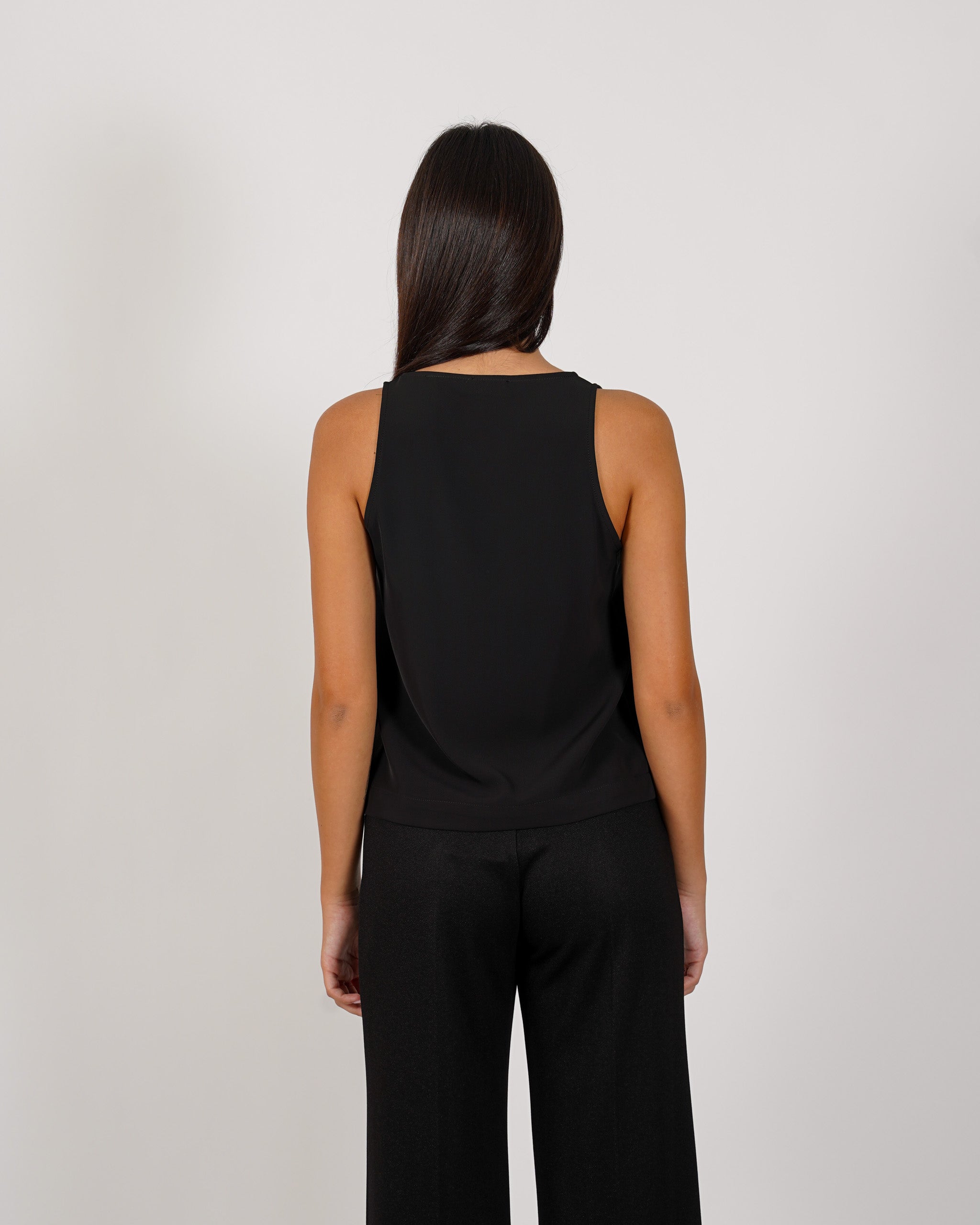 Canotta slim fit in mano crepe - Gerbera
