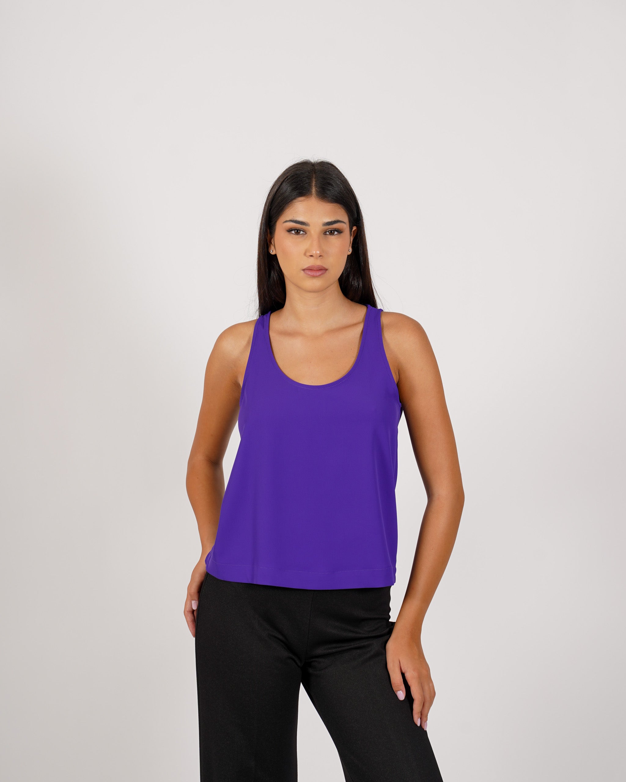 Canotta slim fit in mano crepe - Gerbera