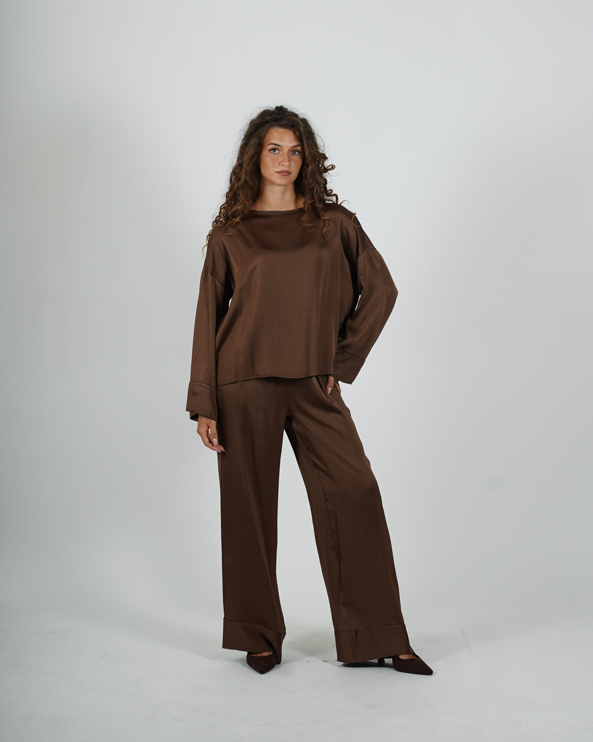 Pantaloni con baschina e gamba larga - Galante