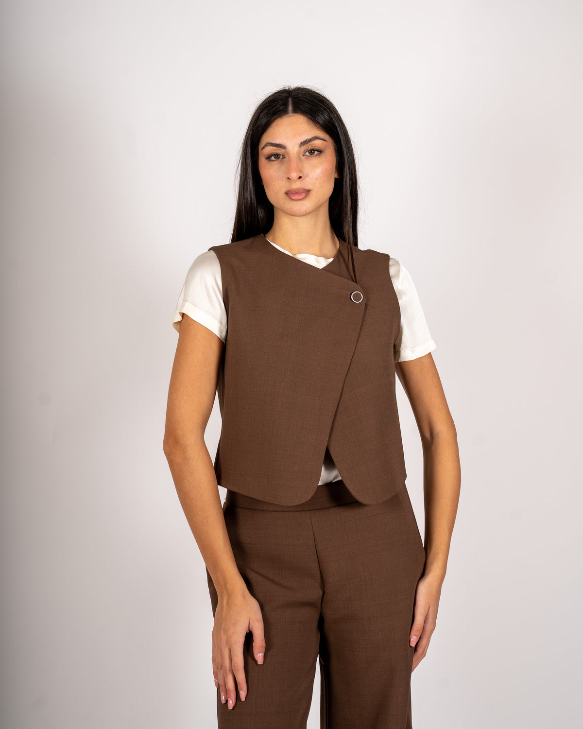 Gilet kimono cropped in frescolana - Balogan