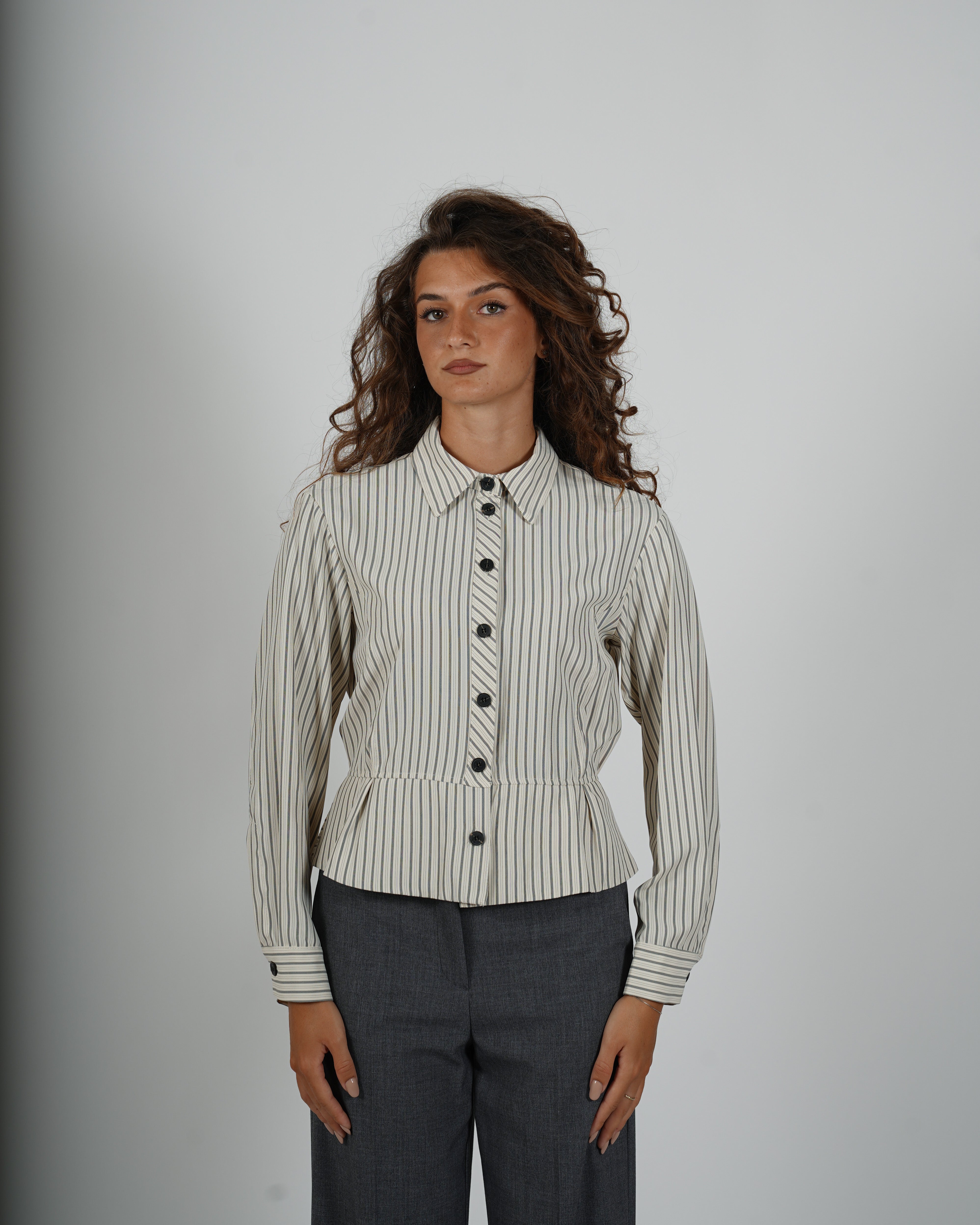Camicia rigata con peplum - Bugiarda