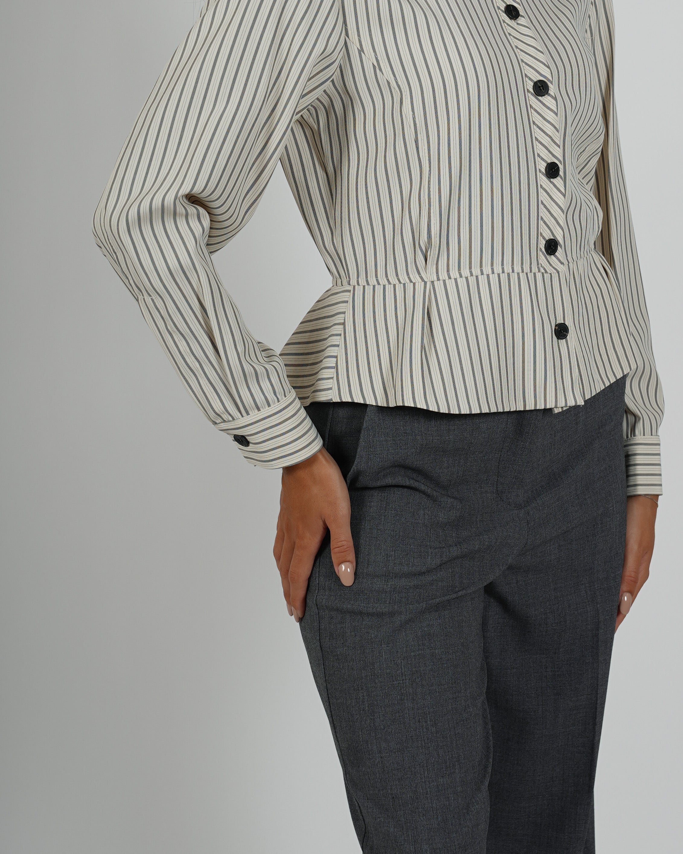 Camicia rigata con peplum - Bugiarda