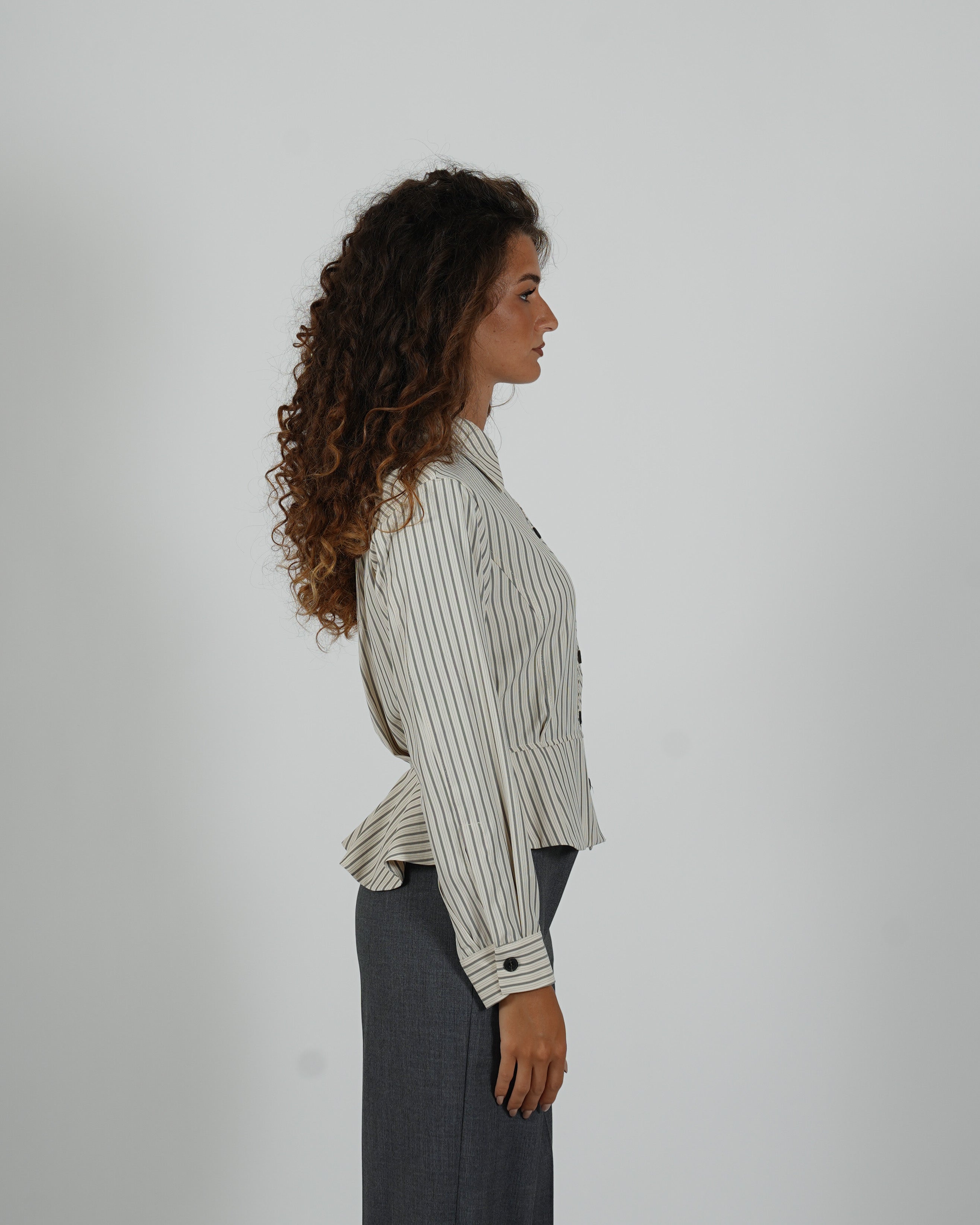 Camicia rigata con peplum - Bugiarda