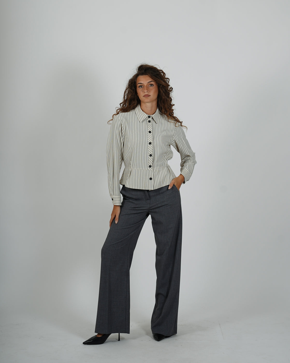 Camicia rigata con peplum - Bugiarda