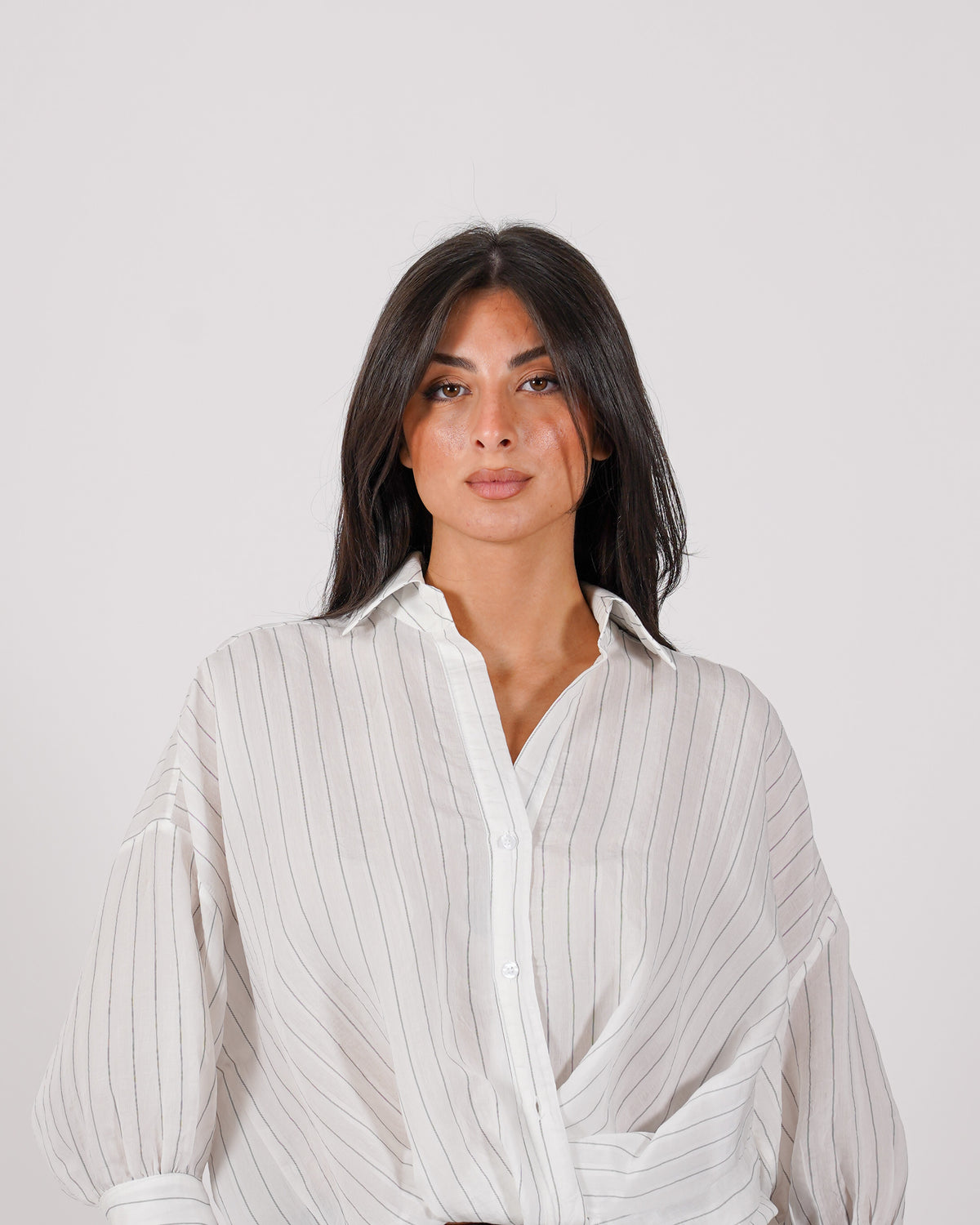 Camicia rigata con nodo - Colorata