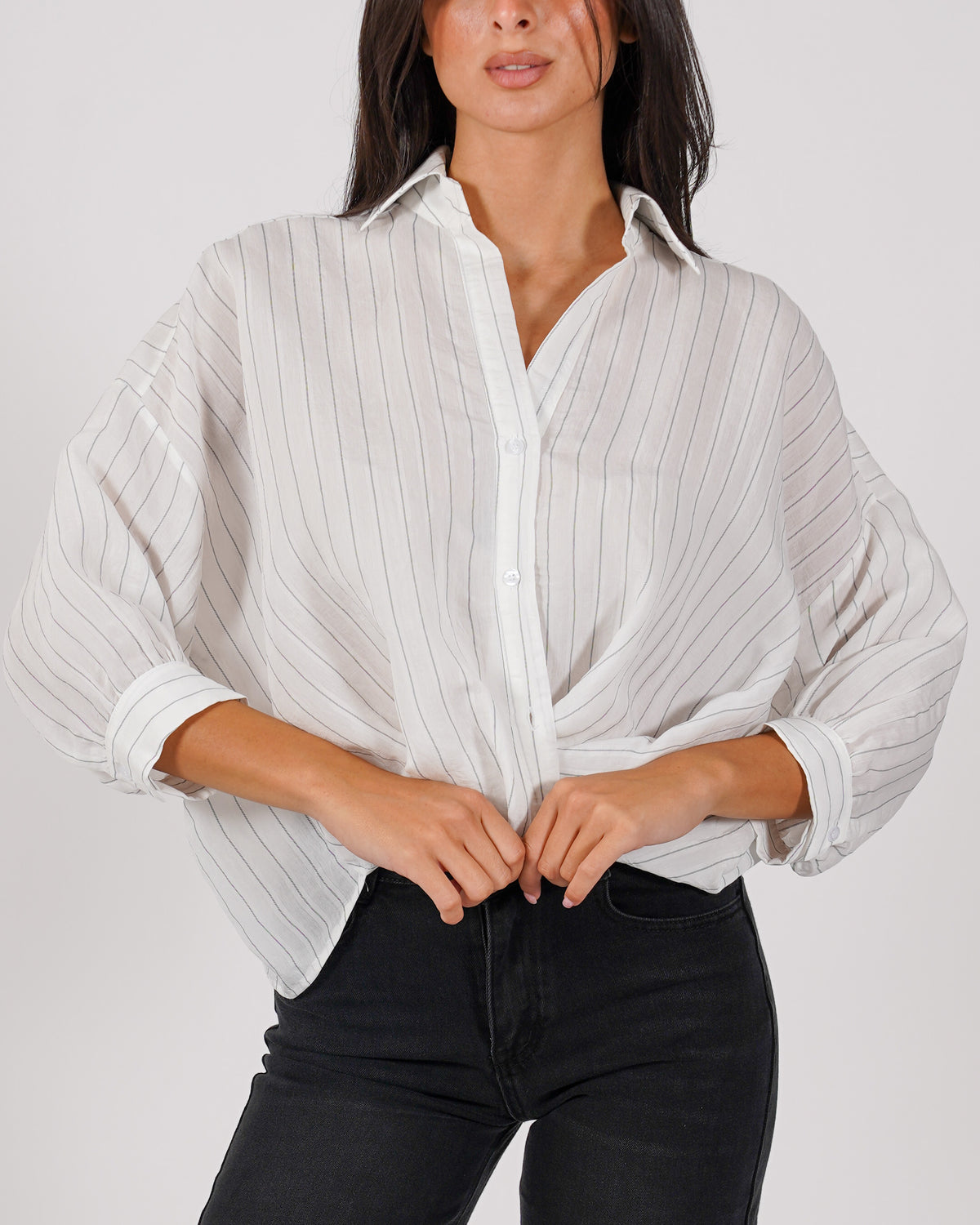 Camicia rigata con nodo - Colorata