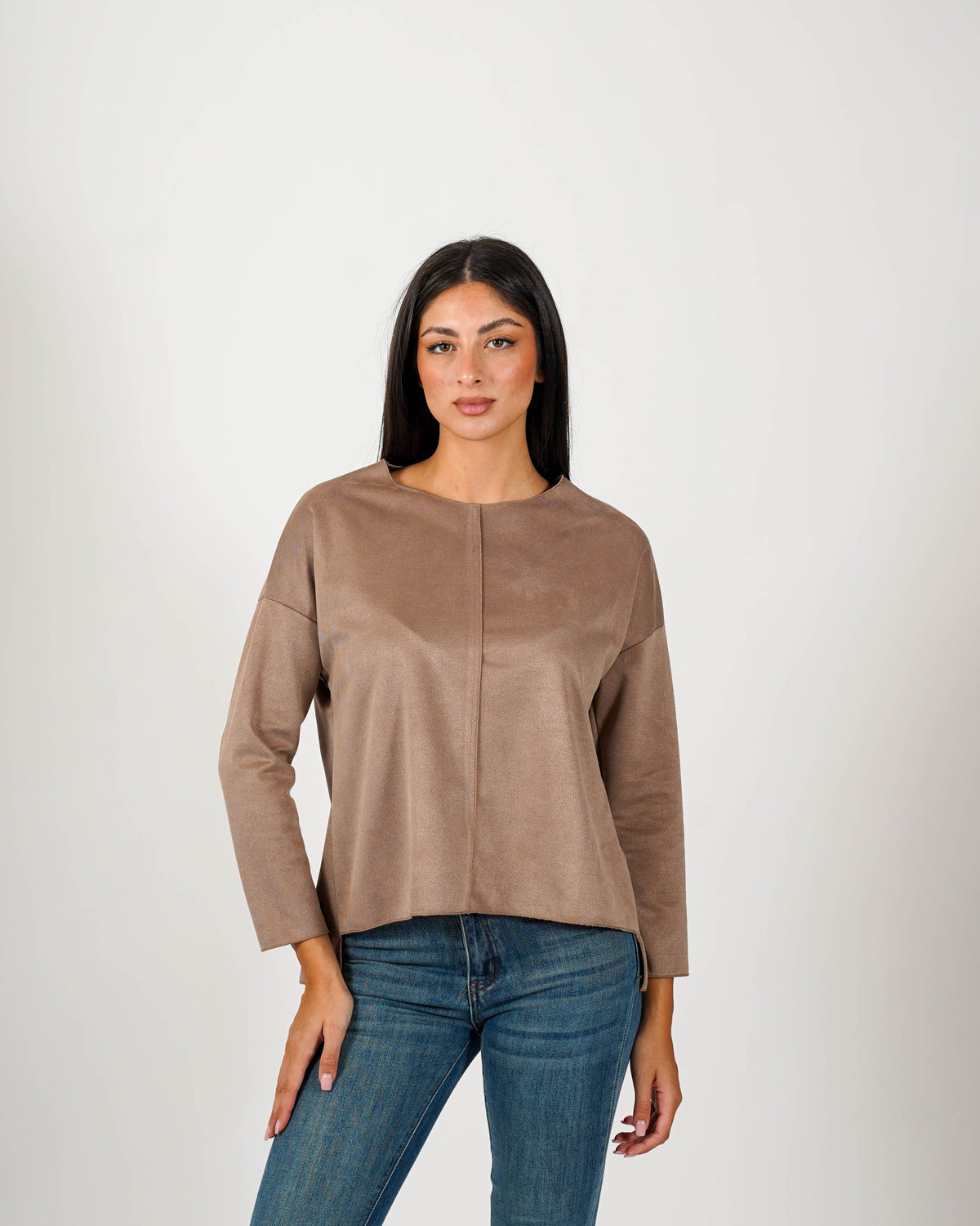Felpa girocollo oversize effetto scamosciato - Seiana