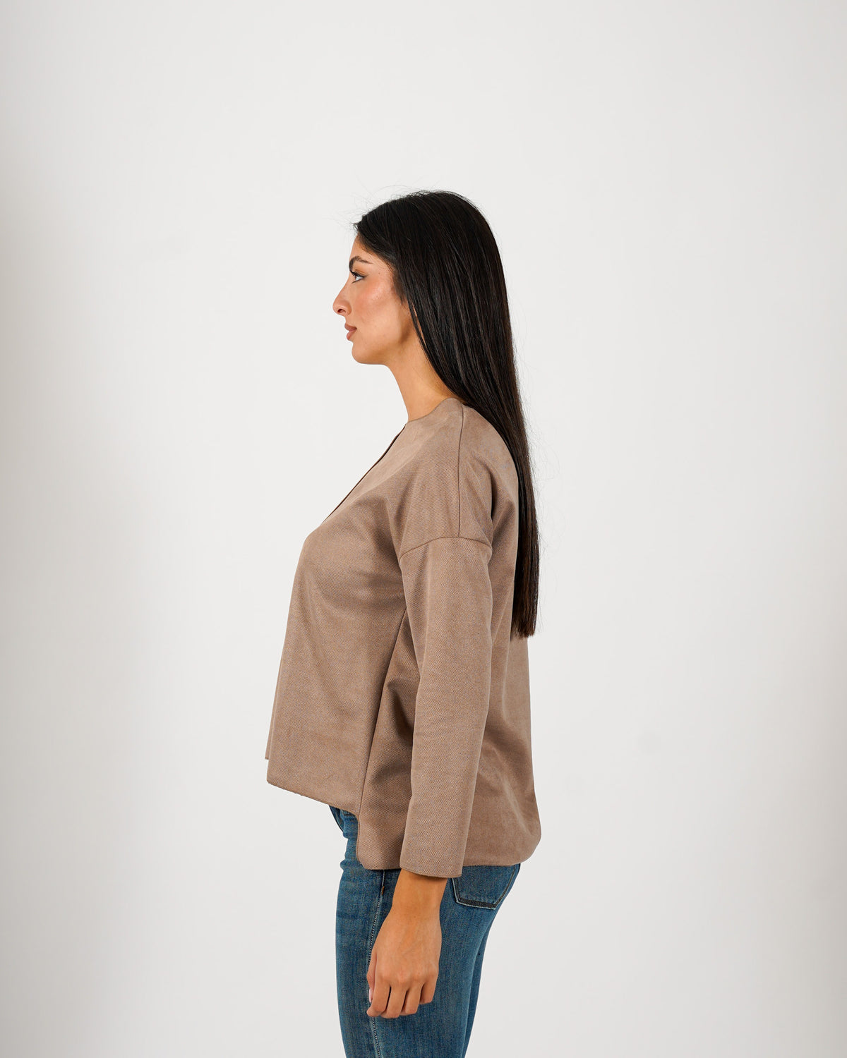Felpa girocollo oversize effetto scamosciato - Seiana