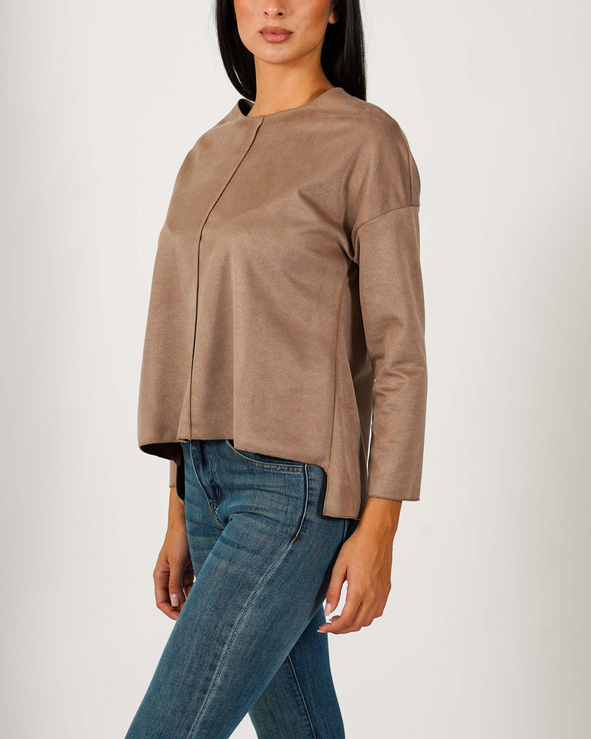 Felpa girocollo oversize effetto scamosciato - Seiana
