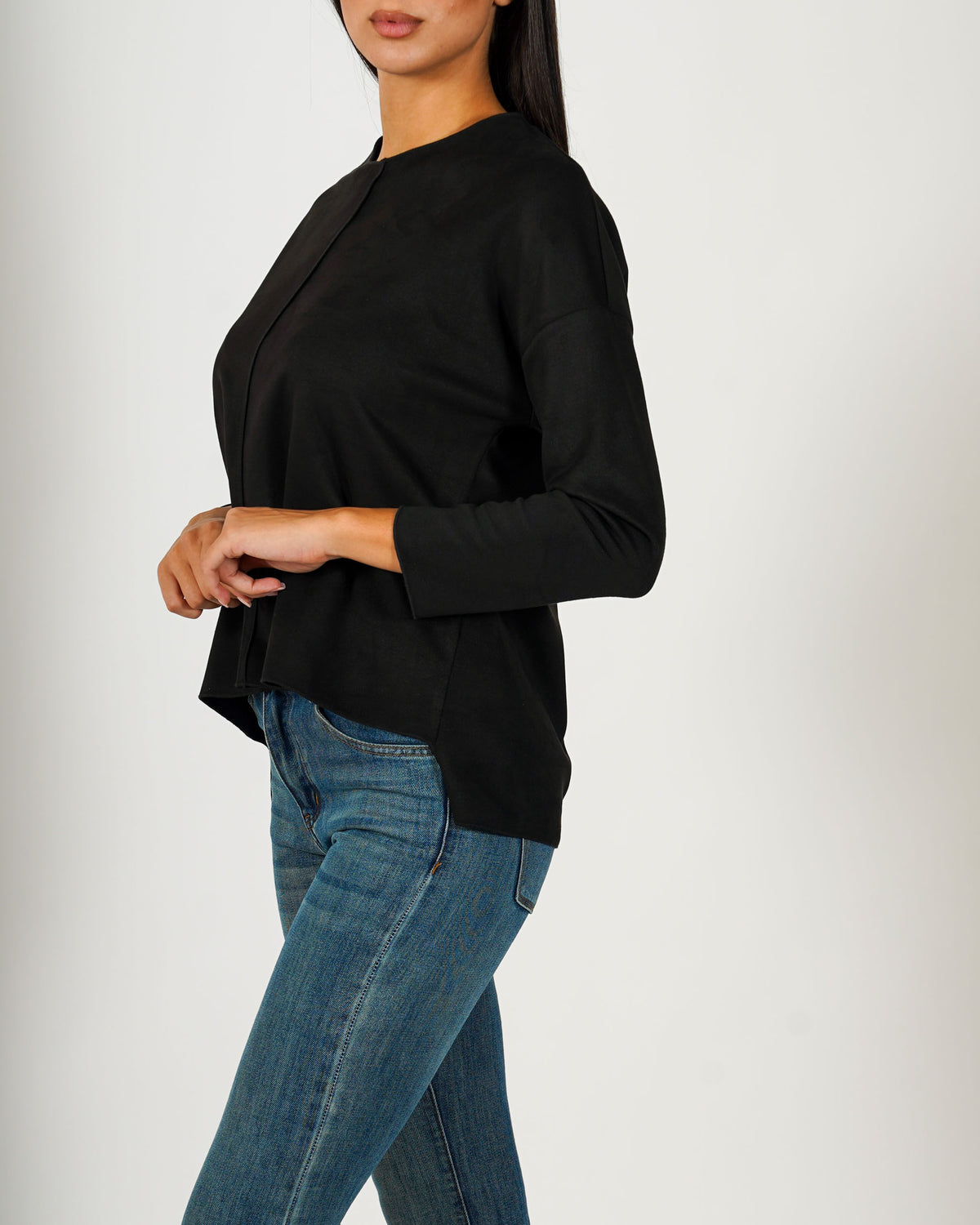 Felpa girocollo oversize effetto scamosciato - Seiana