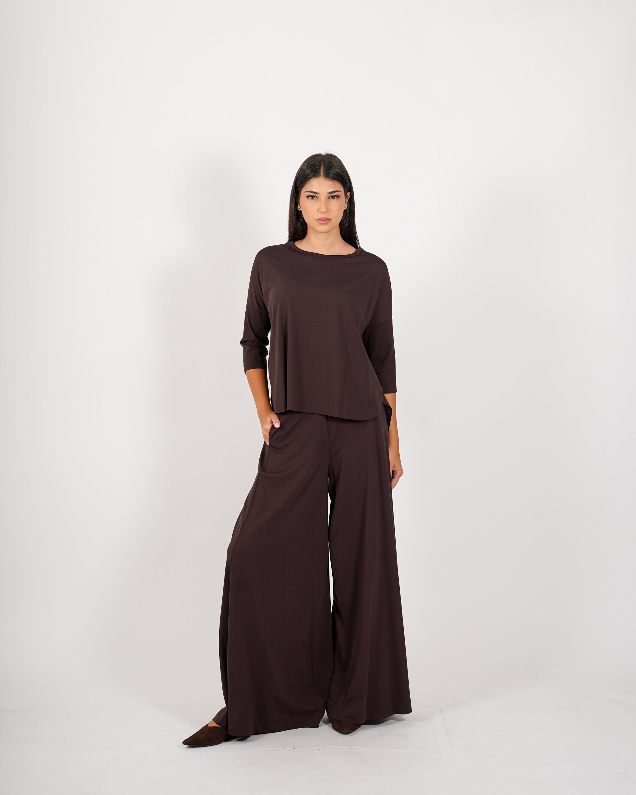 Pantaloni con baschina e gamba larga - Karen