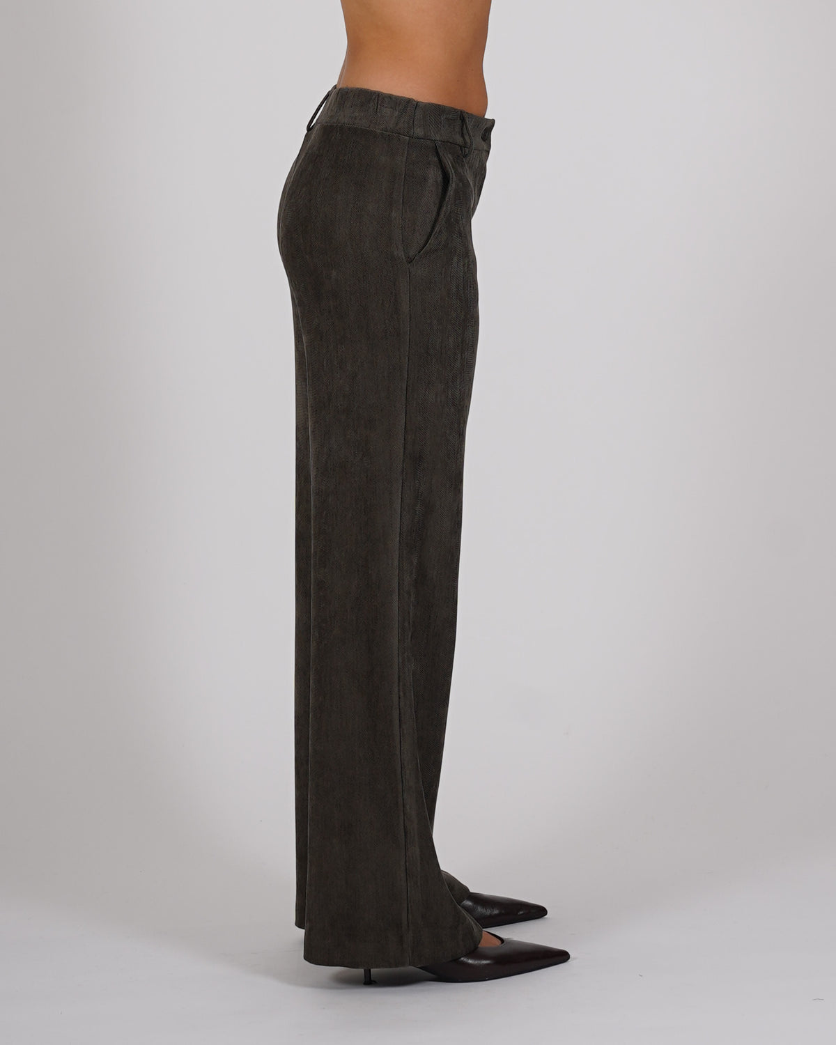 Pantaloni regular fit in mano velluo liscio - Abbazia