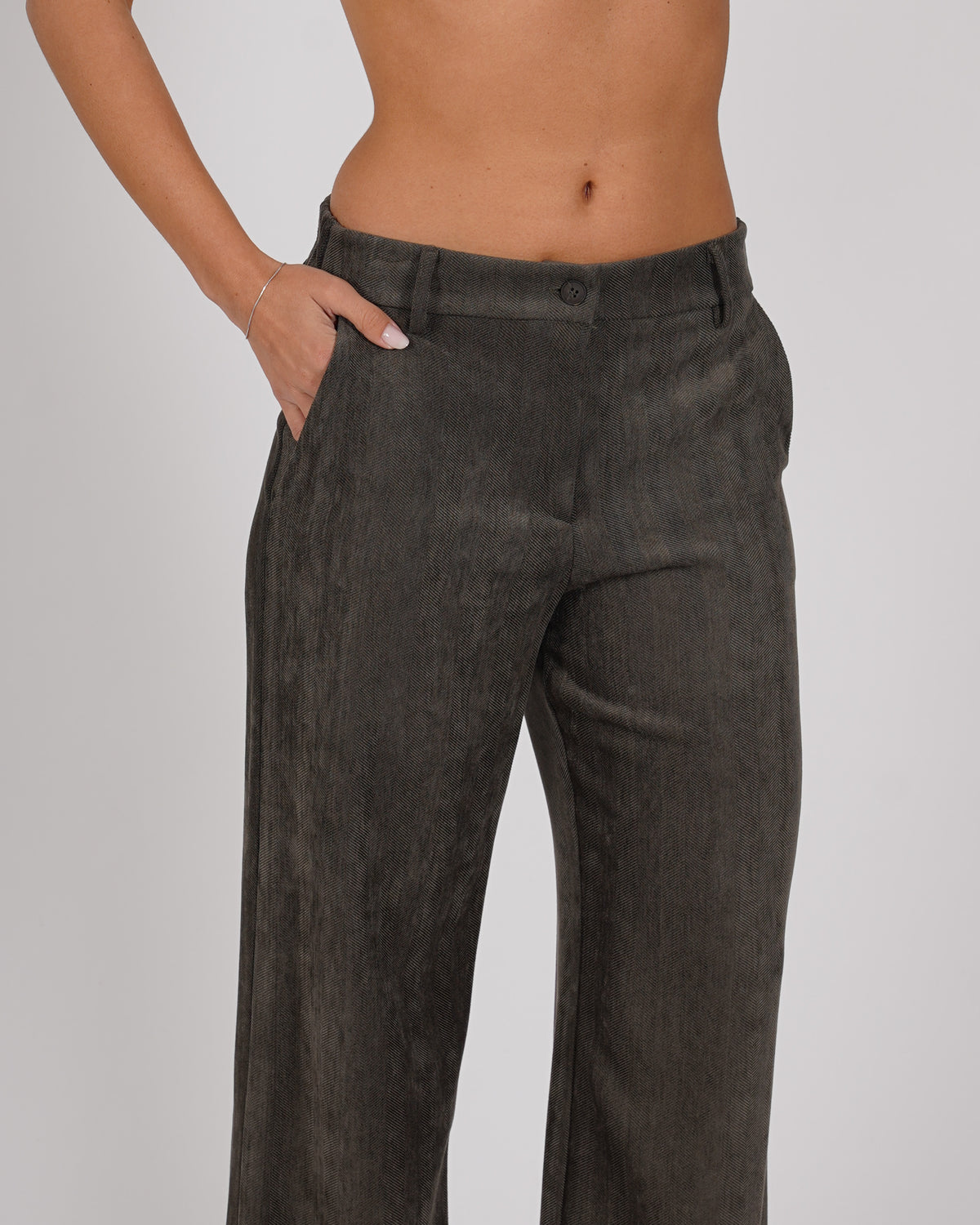 Pantaloni regular fit in mano velluo liscio - Abbazia
