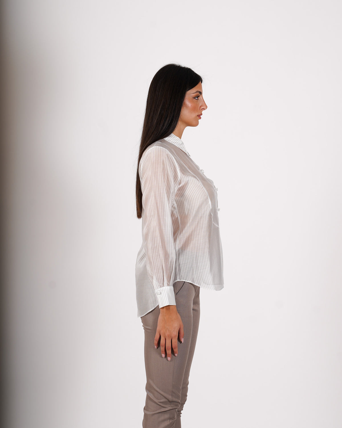 Camicia rigata con bottoni frontale - Ginnaria