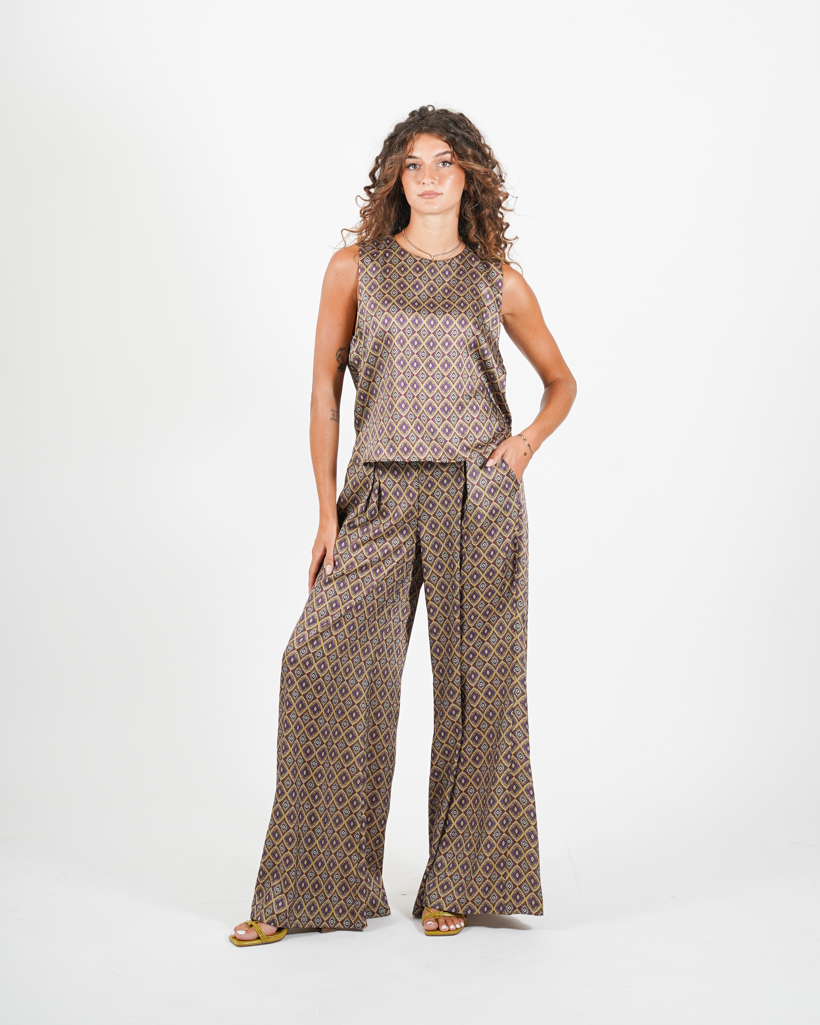 Blusa girocollo smanicata stampata - Ipanema
