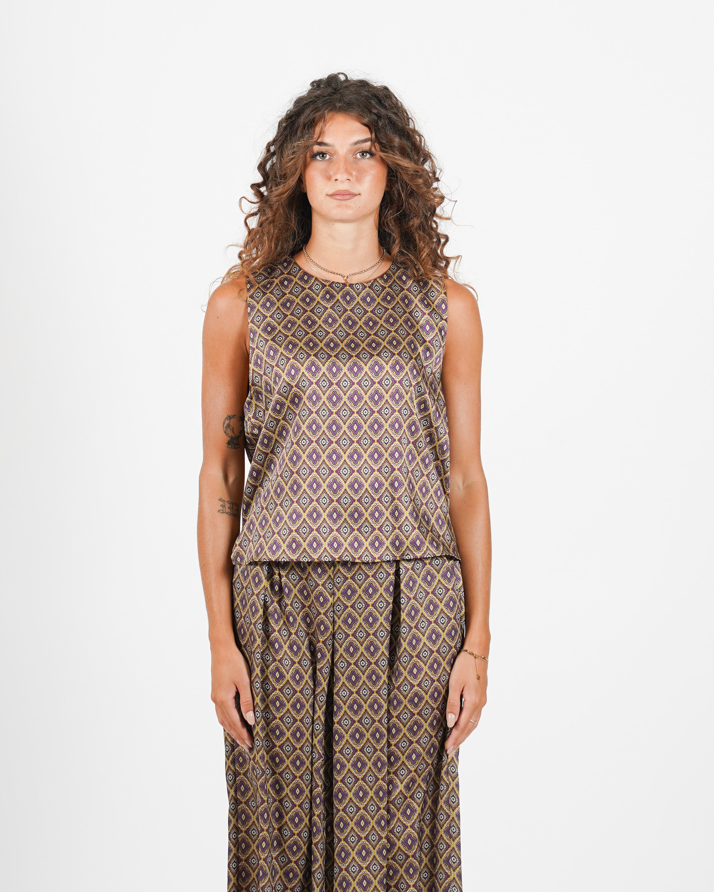 Blusa girocollo smanicata stampata - Ipanema