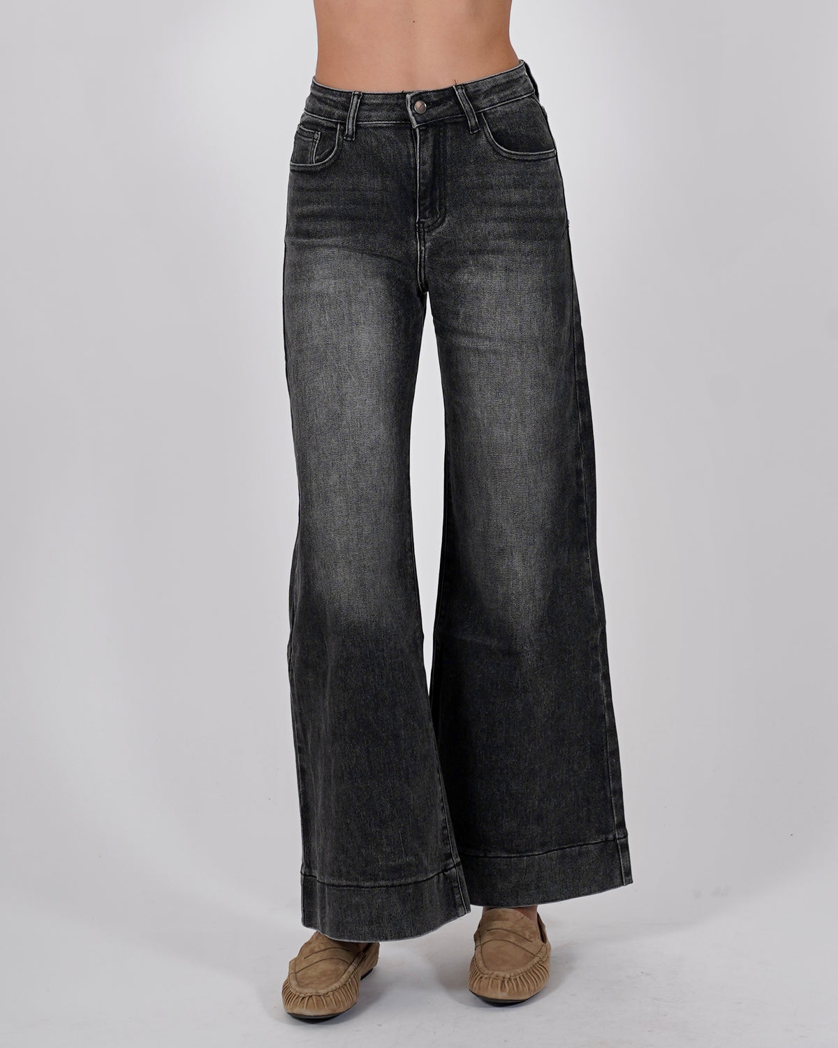 Jeans stretch gamba larga con vita regolare  - Copacabana