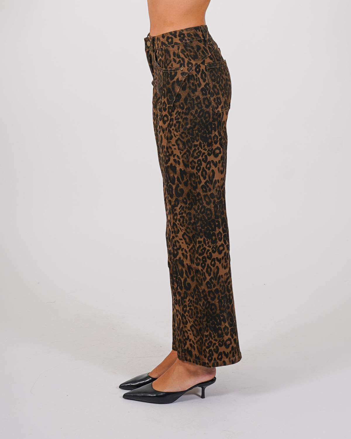Pantaloni maculati taglio jeans in cotone - Havana