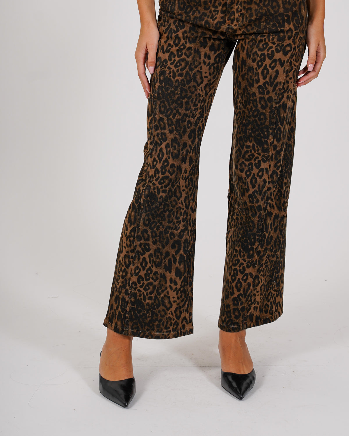 Pantaloni maculati taglio jeans in cotone - Havana