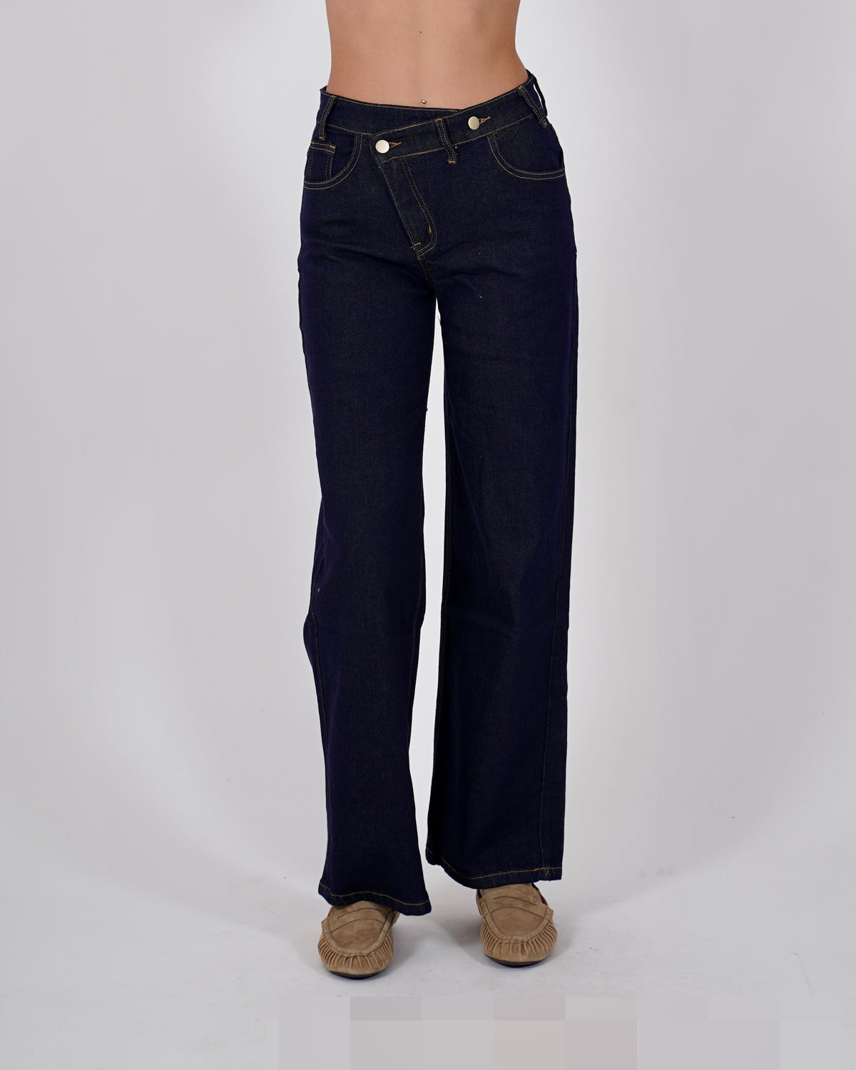 Jeans stretch vita regolare con chiusura trasversale - Agata