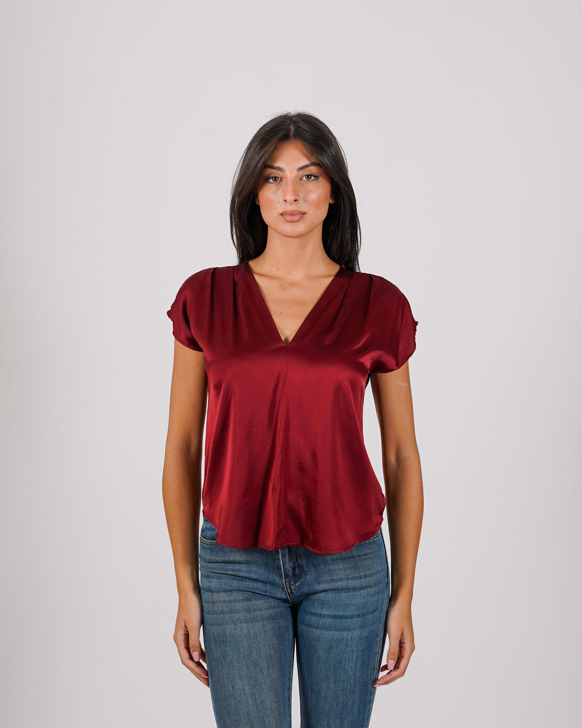 Blusa scollo a v in mano raso - Lubiana