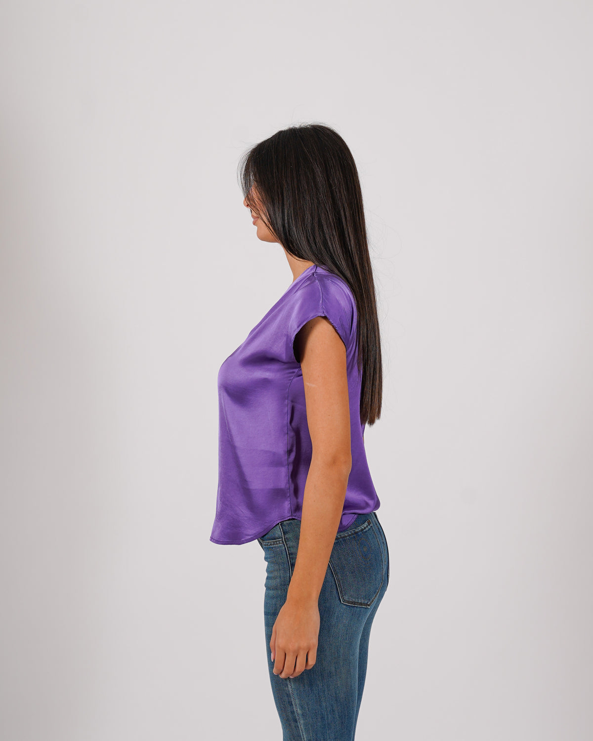 Blusa scollo a v in mano raso - Lubiana