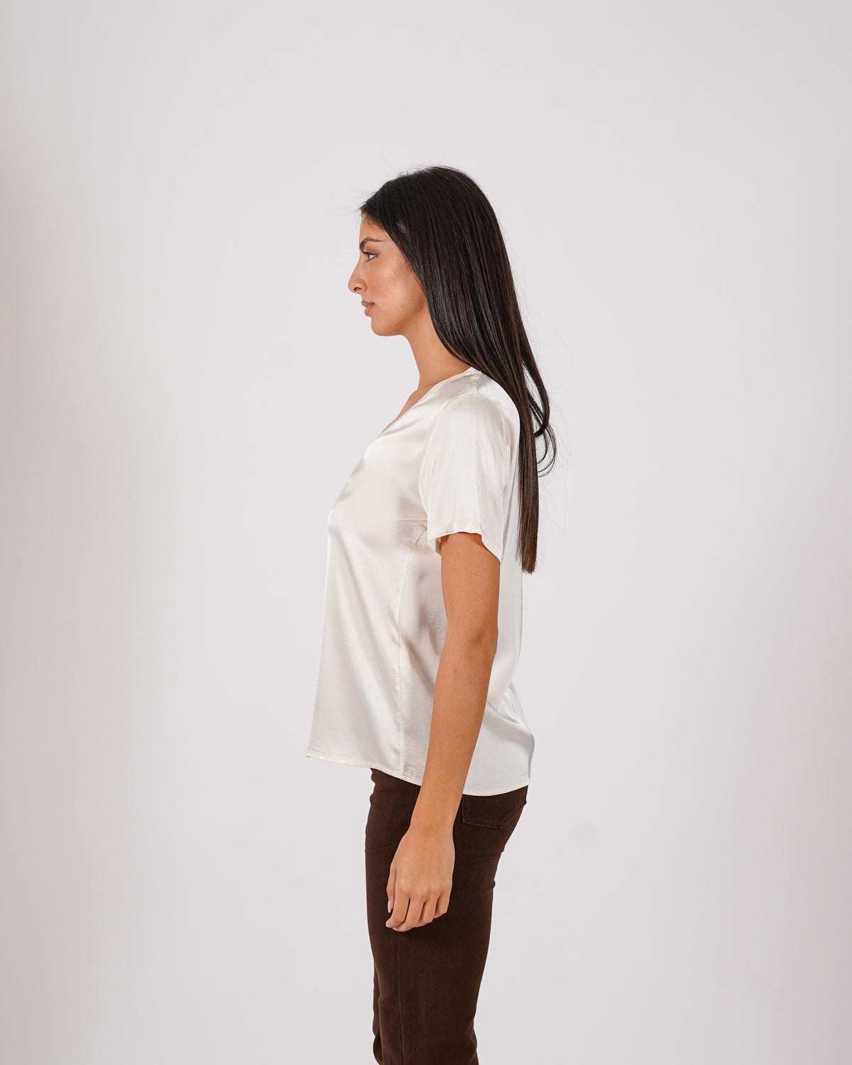 Blusa scollo a v in mano raso - Bratislava