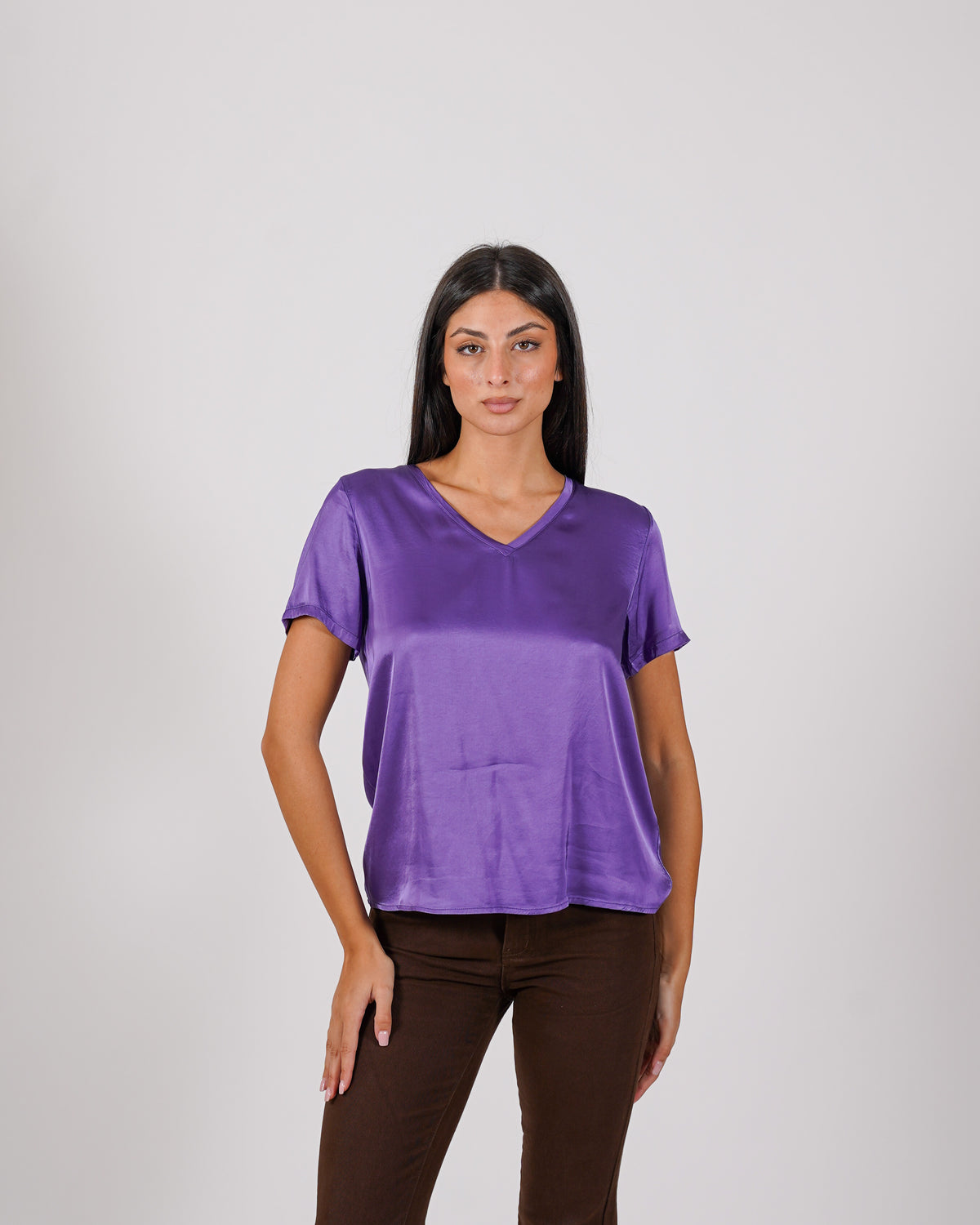 Blusa scollo a v in mano raso - Bratislava