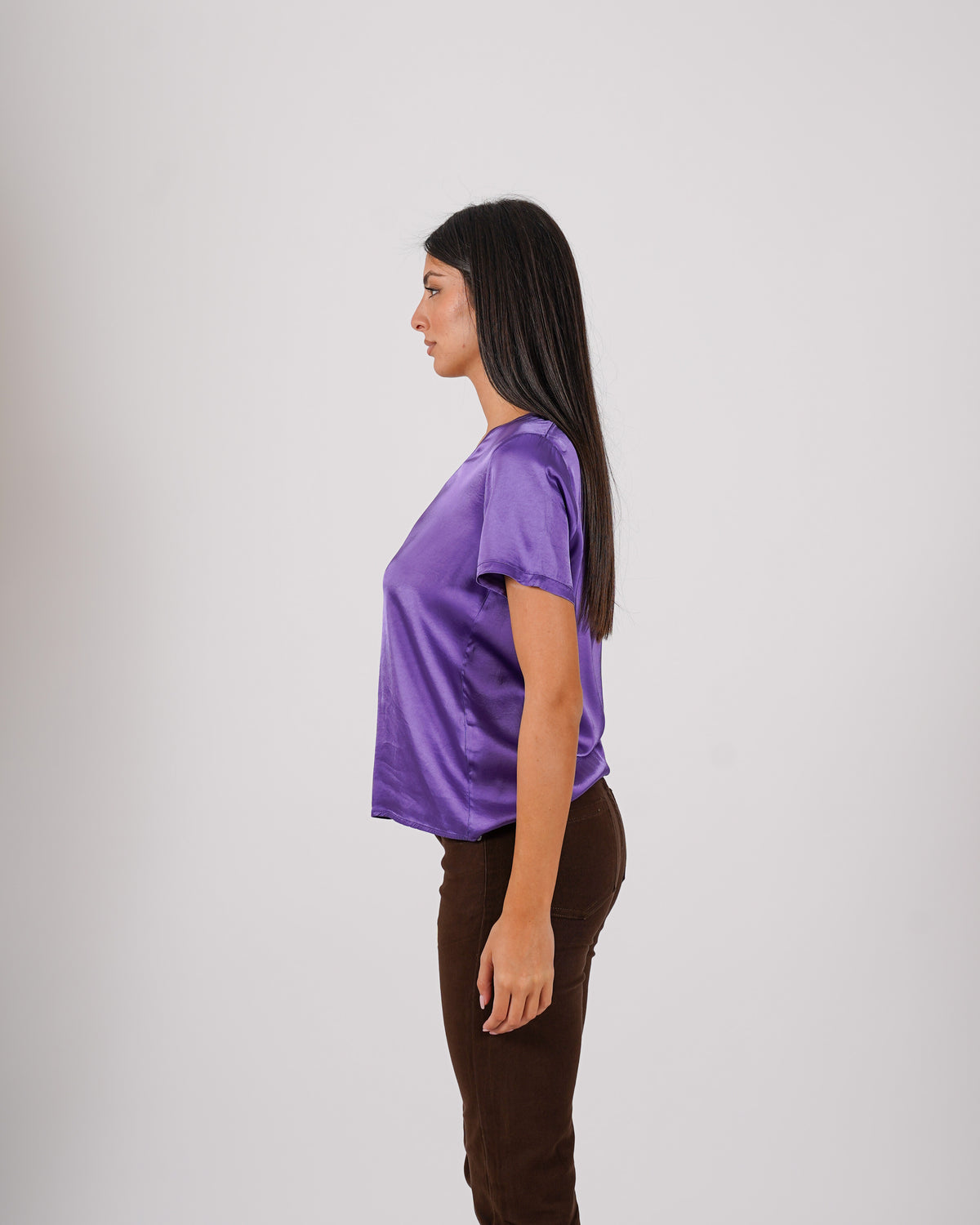 Blusa scollo a v in mano raso - Bratislava