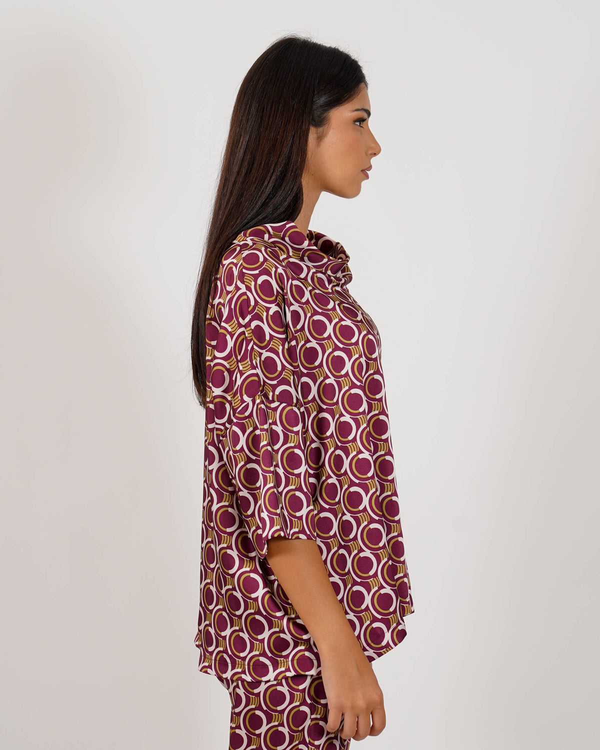 Blusa over collo a cratere in tessuto fluido - Umberta