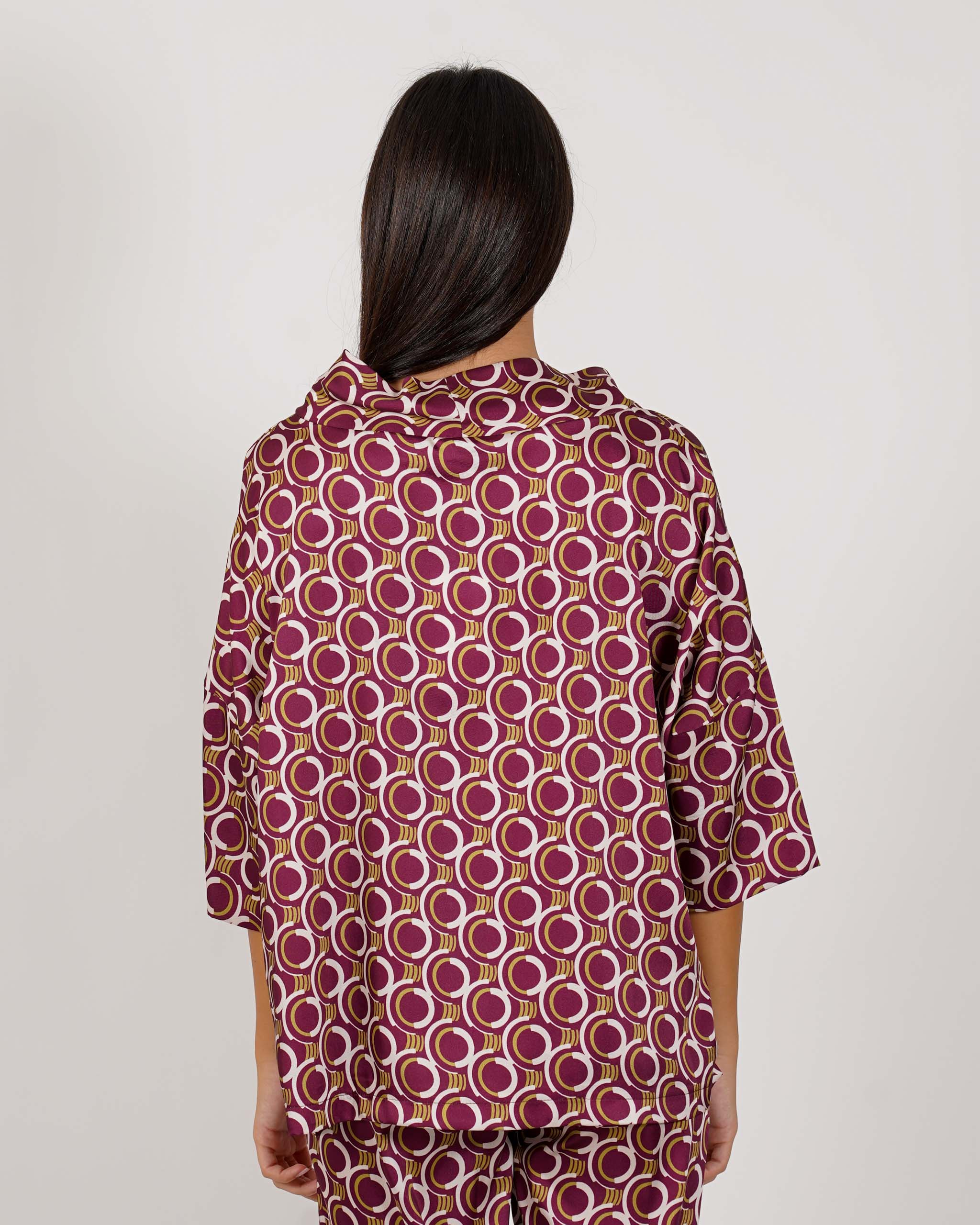 Blusa over collo a cratere in tessuto fluido - Umberta
