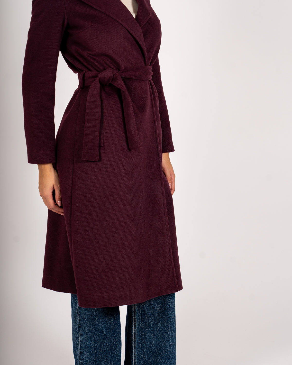 Cappotto lungo con cintura rimovibile, tasche a filo e spalla costruita - Alfa