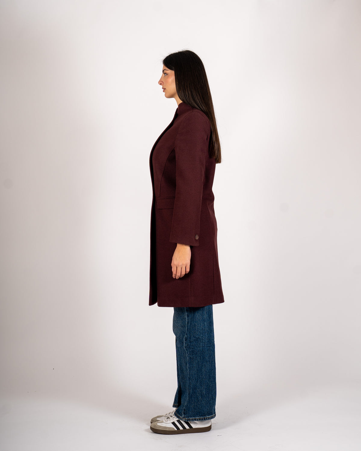 Cappotto monopetto con chiusura trasversale in mano lana - Ariele