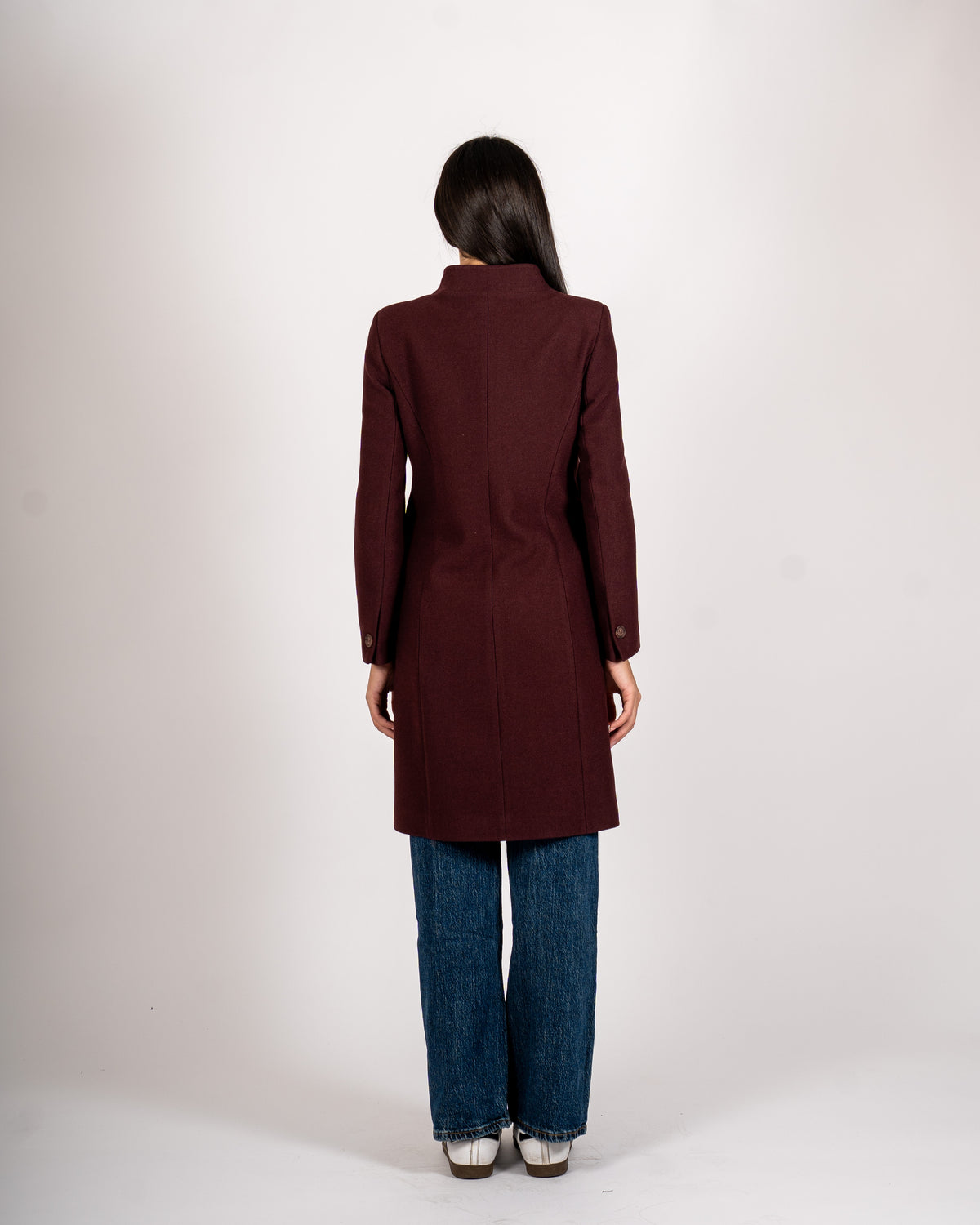 Cappotto monopetto con chiusura trasversale in mano lana - Ariele