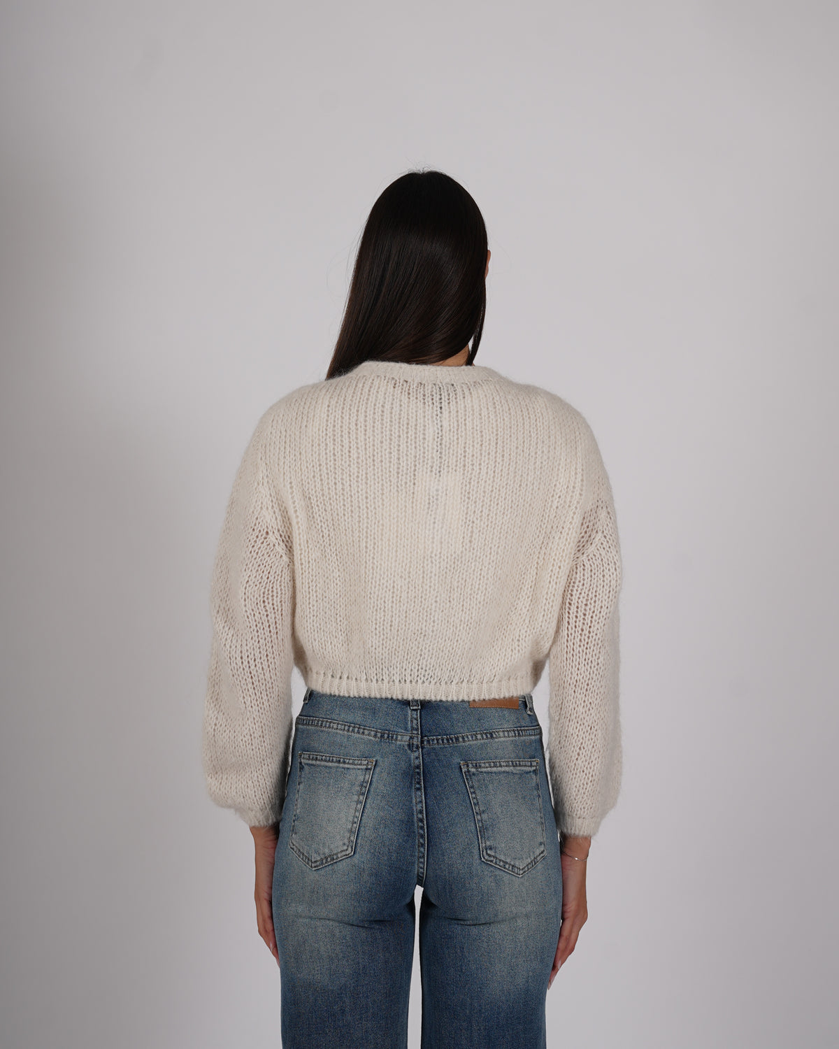 Cardigan con bottone gioiello in lana mohair - Shade