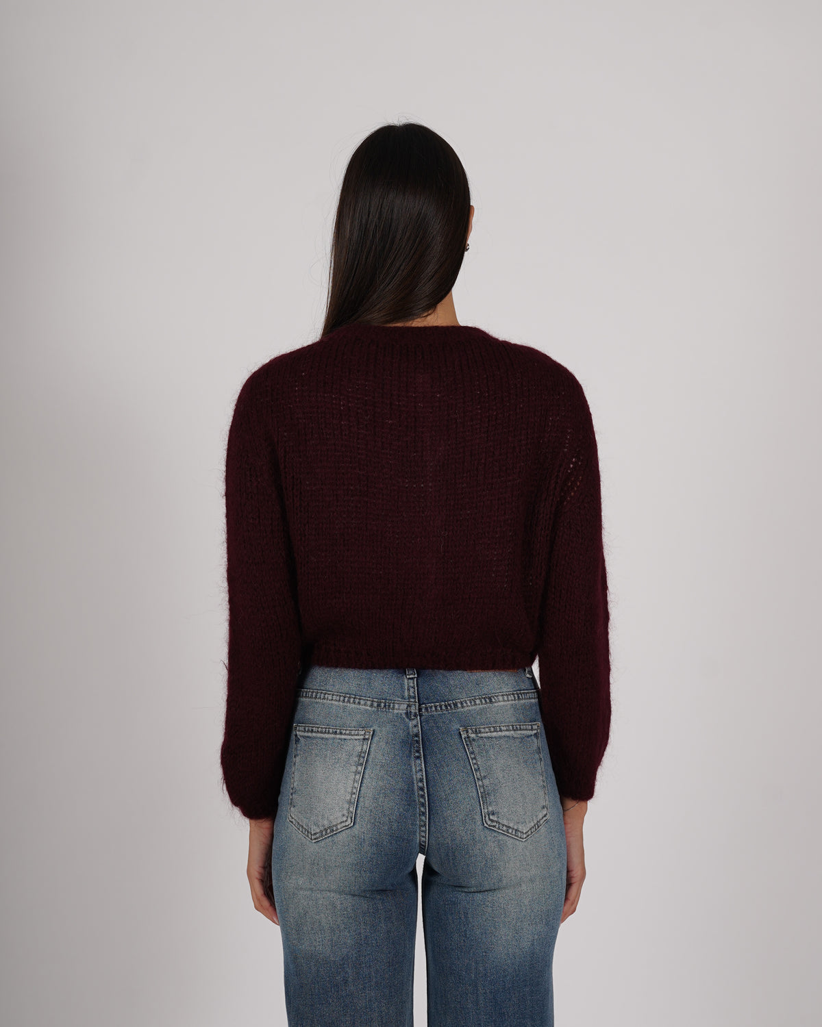 Cardigan con bottone gioiello in lana mohair - Shade